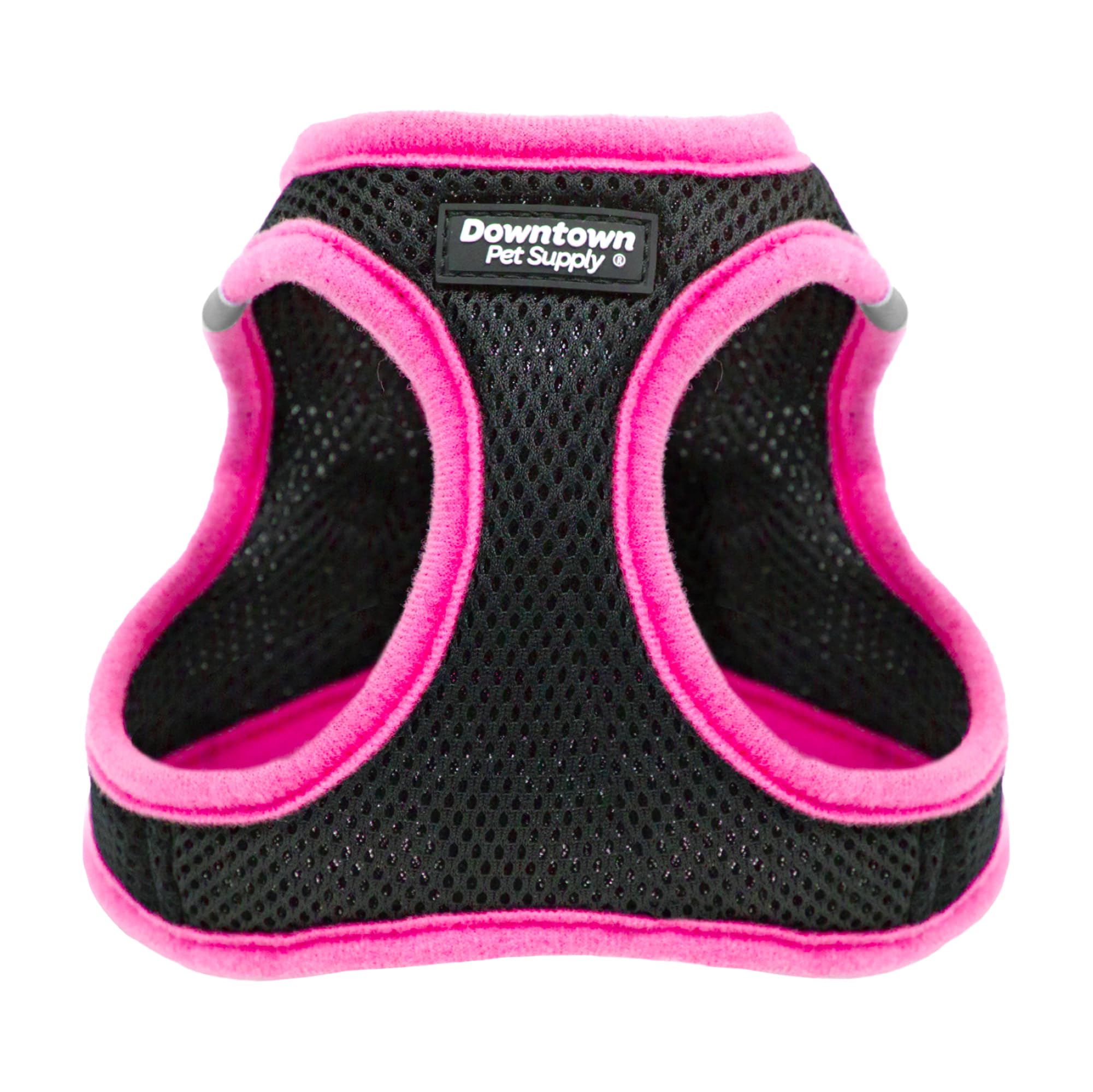 Downtown Pet Supply Step In Dog Harness No Pull, X-Large, Black W/Pink Trim - Adjustable Harness With Padded Mesh Fabric And Ref