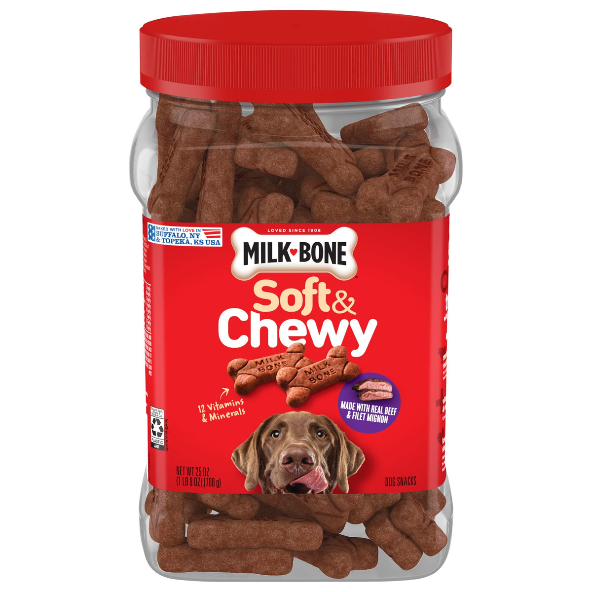 Milk-Bone Soft & Chewy Dog Treats, Beef & Filet Mignon Recipe, 25 Ounce