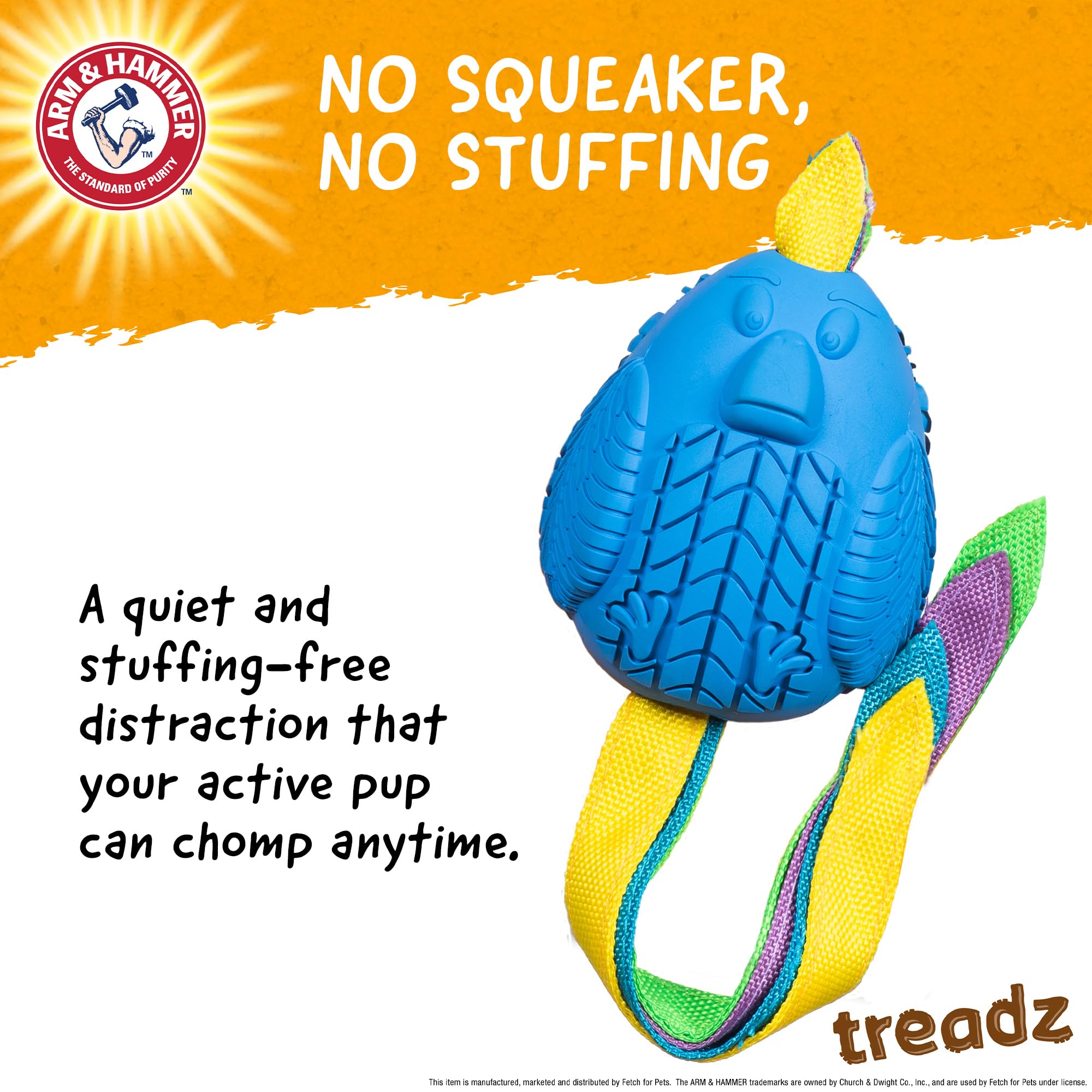 Arm & Hammer For Pets Super Treadz Large Rooster Dental Chew Toy For Dogs Dog Dental Toys Help Reduce Plaque & Tartar Buildup Wi