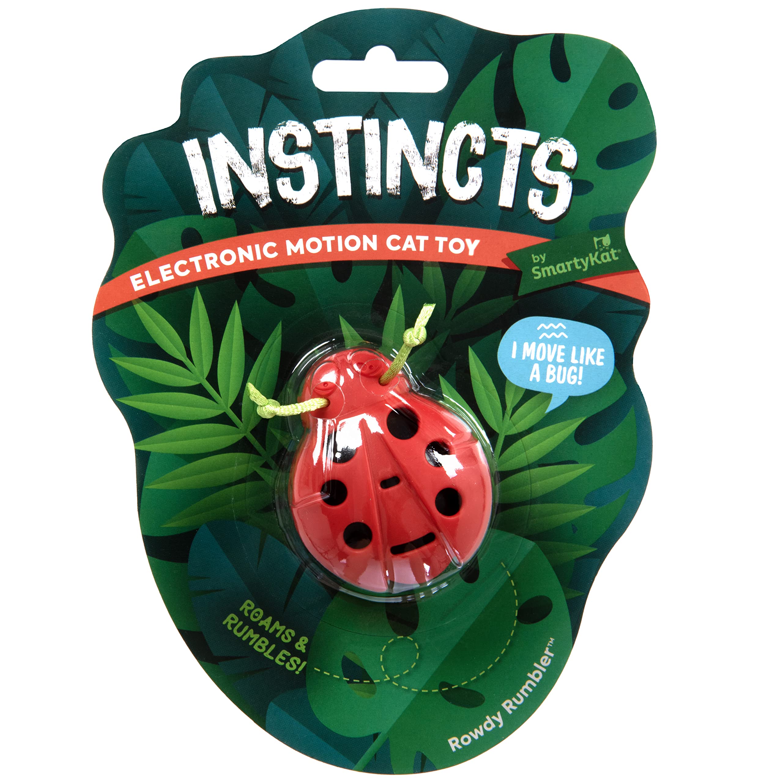 Smartykat Instincts Rowdy Rumbler Ladybug Interactive Automatic Cat Toy, Battery-Powered - Red, One Size