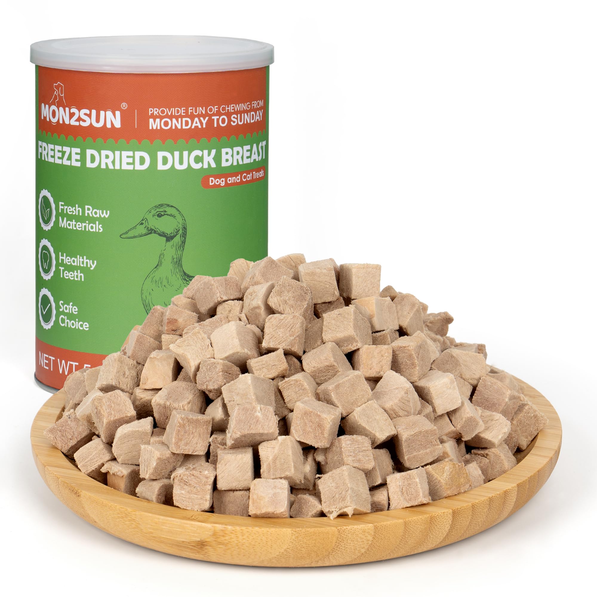 MON2SUN Freeze Dried Duck Cat and Dog Treats, Single Ingredient Natural and Healthy Dog Snacks, High Protein Training Treats & F