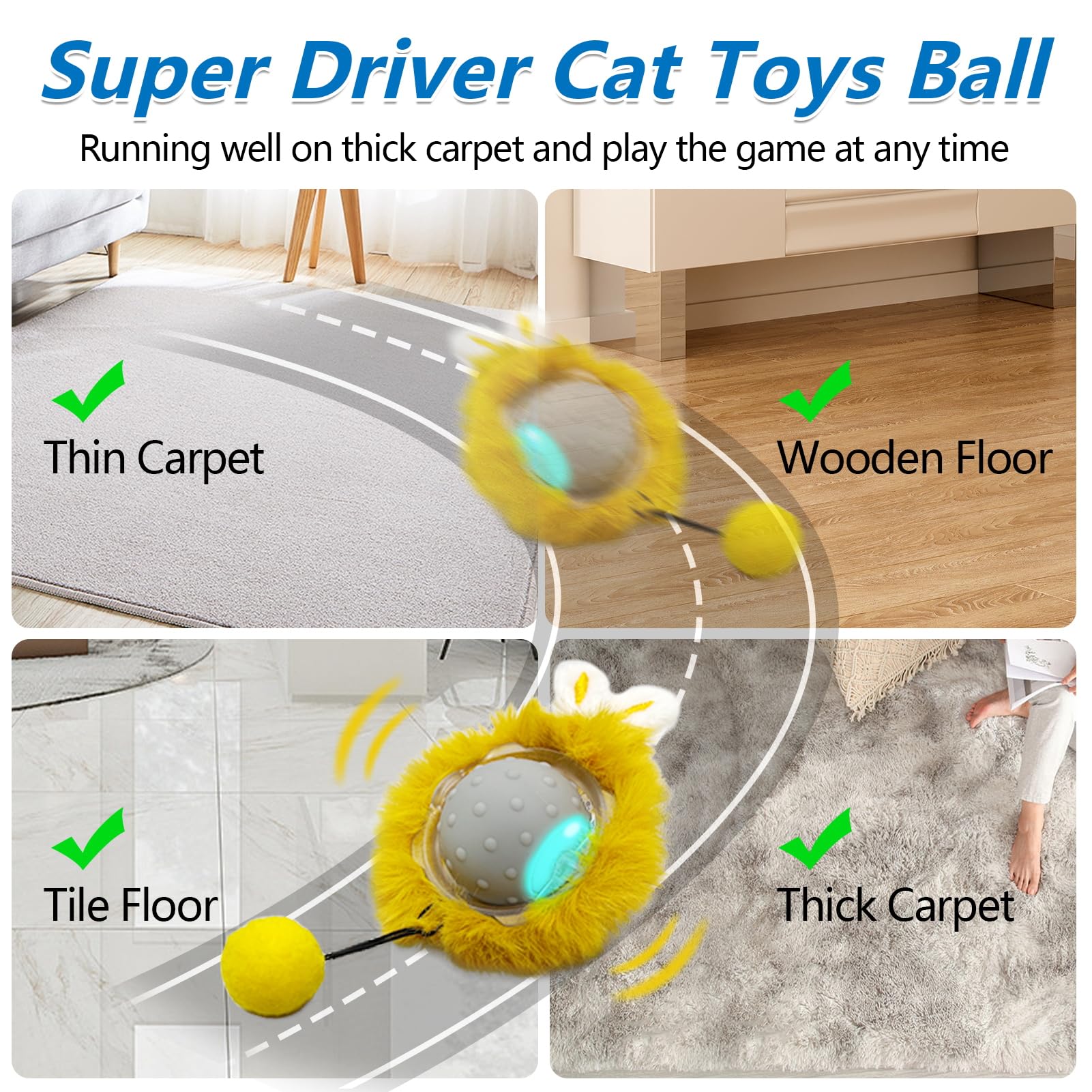 Sofolor Motion Activate Interactive Cat Toys - Automatic Moving Ball Toys For Indoor Cats, Self Rotating Ball With Lights, Electric Cat Mice Toys, Usb Rechargeable