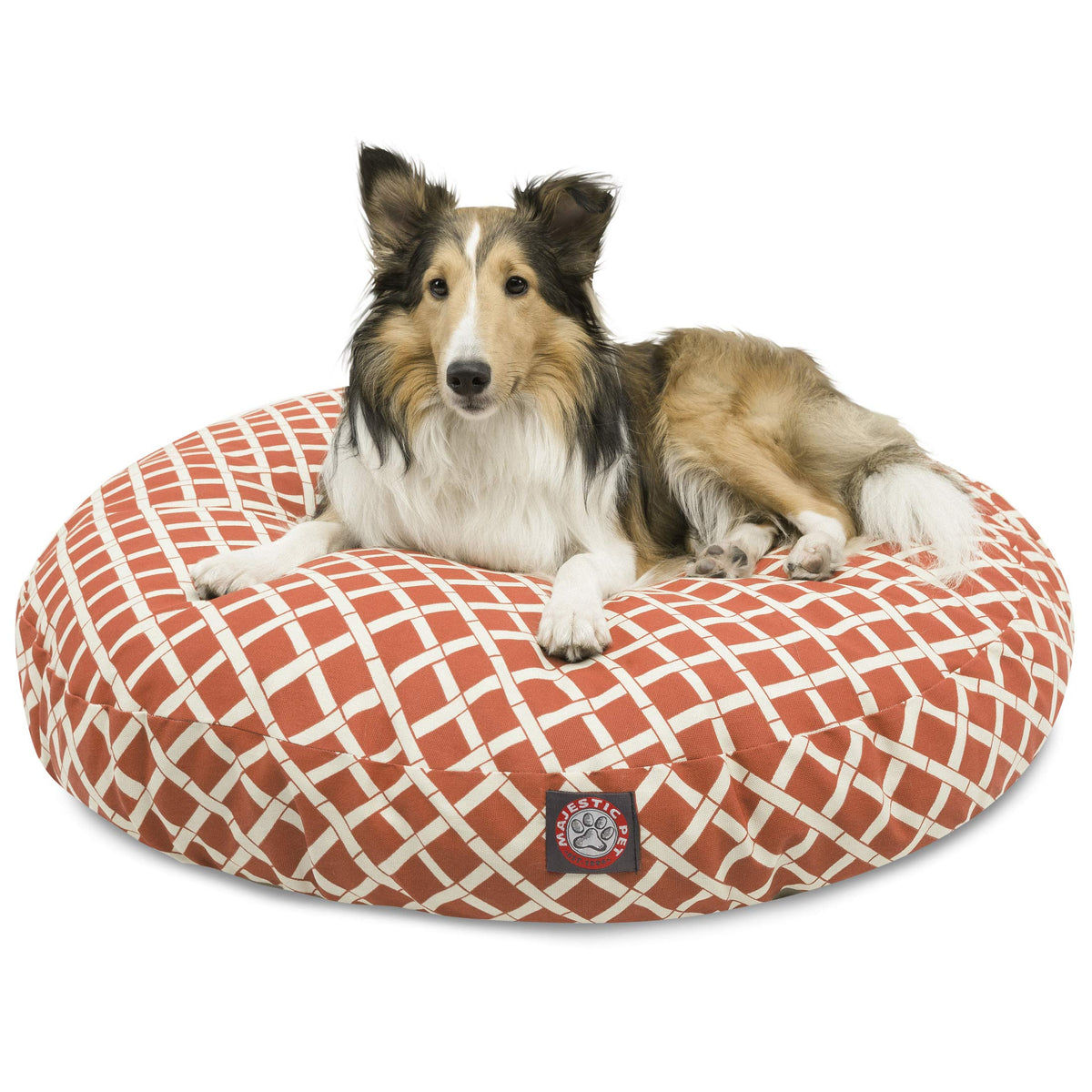 Burnt Orange Bamboo Medium Round Indoor Outdoor Pet Dog Bed With Removable Washable Cover By Majestic Pet Products