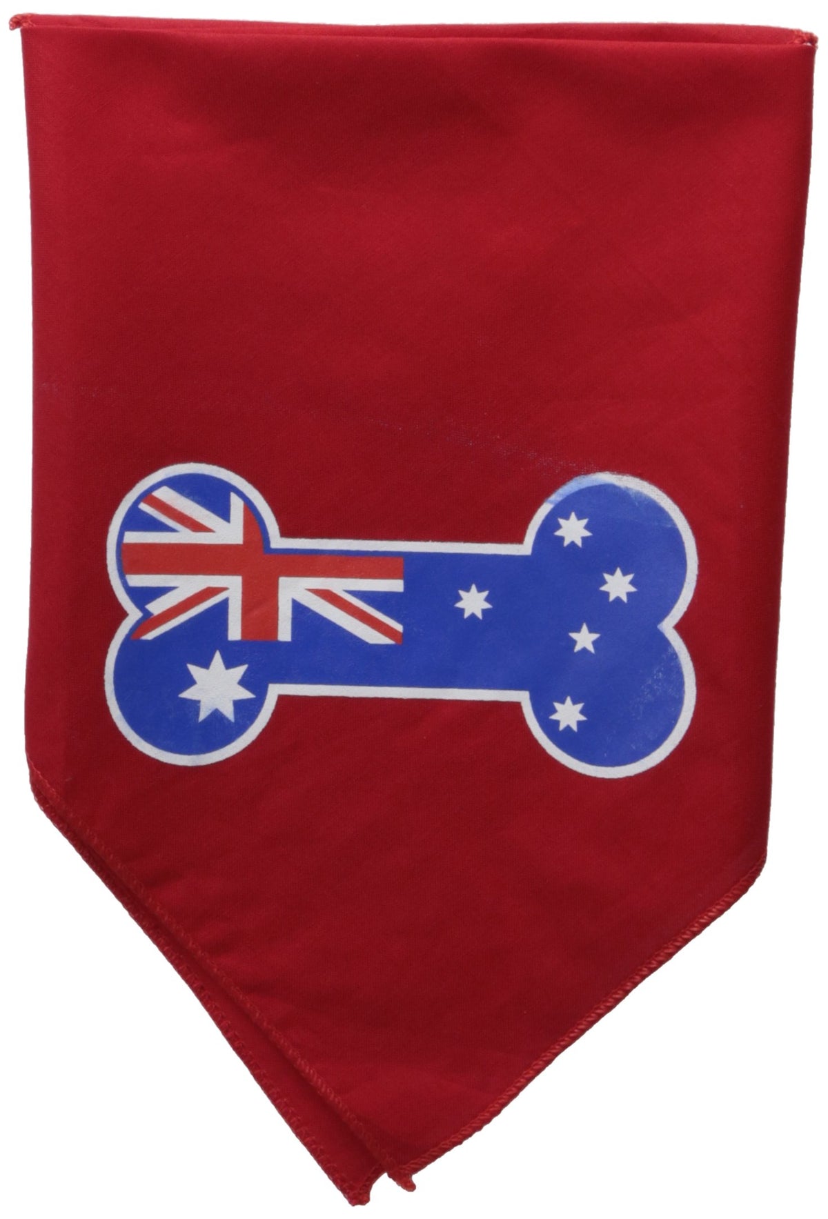 Pet and Dog Bandana Screen Printed, &quot;Bone Shaped Australian Flag&quot; Red Small