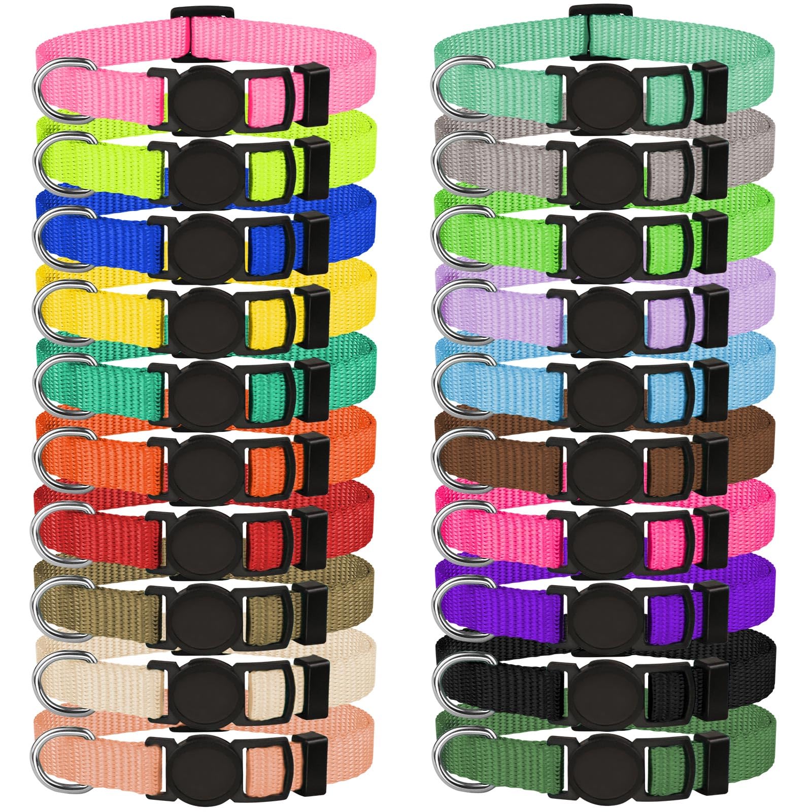 20 Pcs Puppy Collars,Puppy Collars For Litter,Puppy Collars For Small Puppies,Nylon Breakaway Puppy Id Collars Whelping Collars Litter Collars(S)