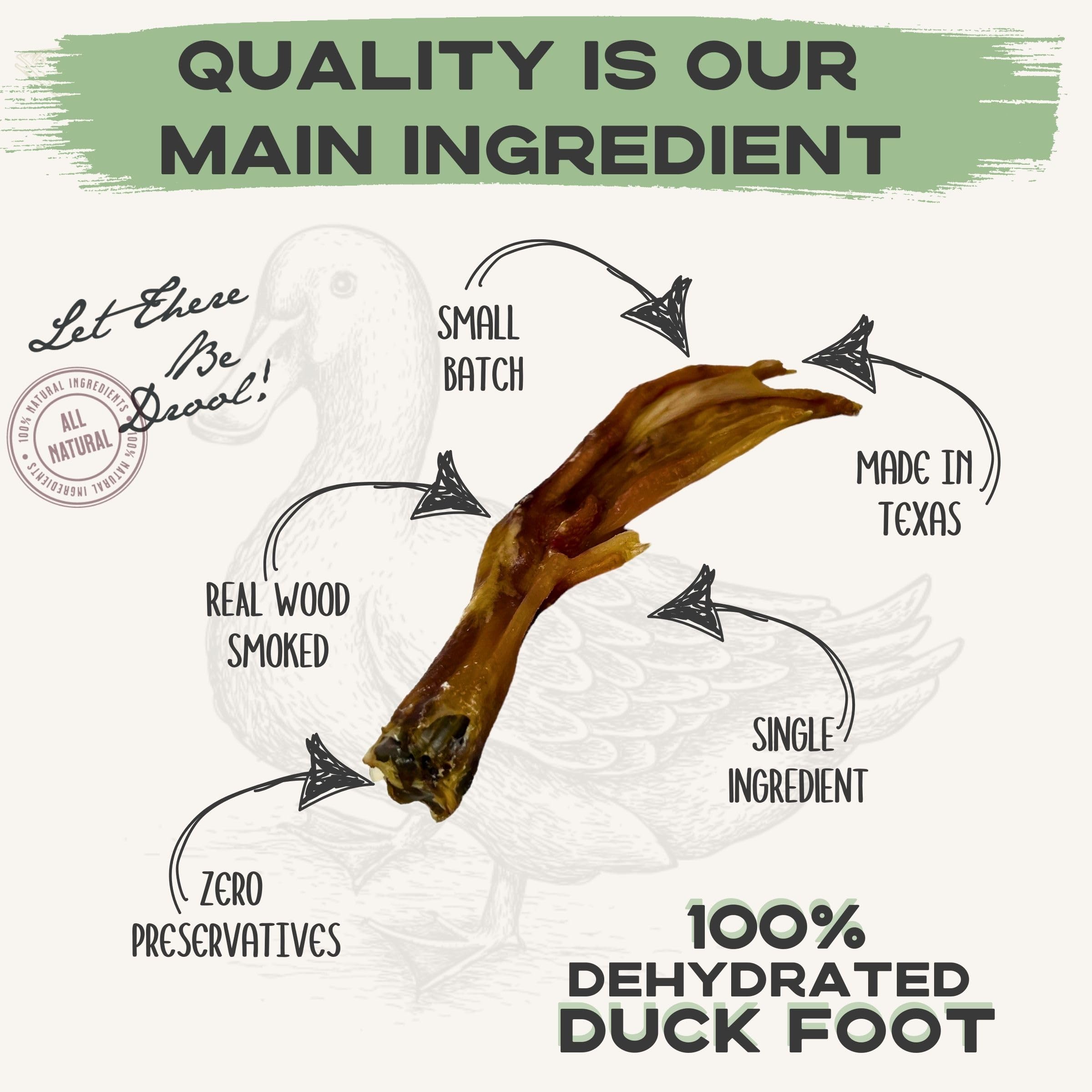 JACKS PREMIUM Dehydrated Duck Feet Dental Dog Treat All Natural Chew Fully Digestible Made in USA - Source of Glucosamine and C