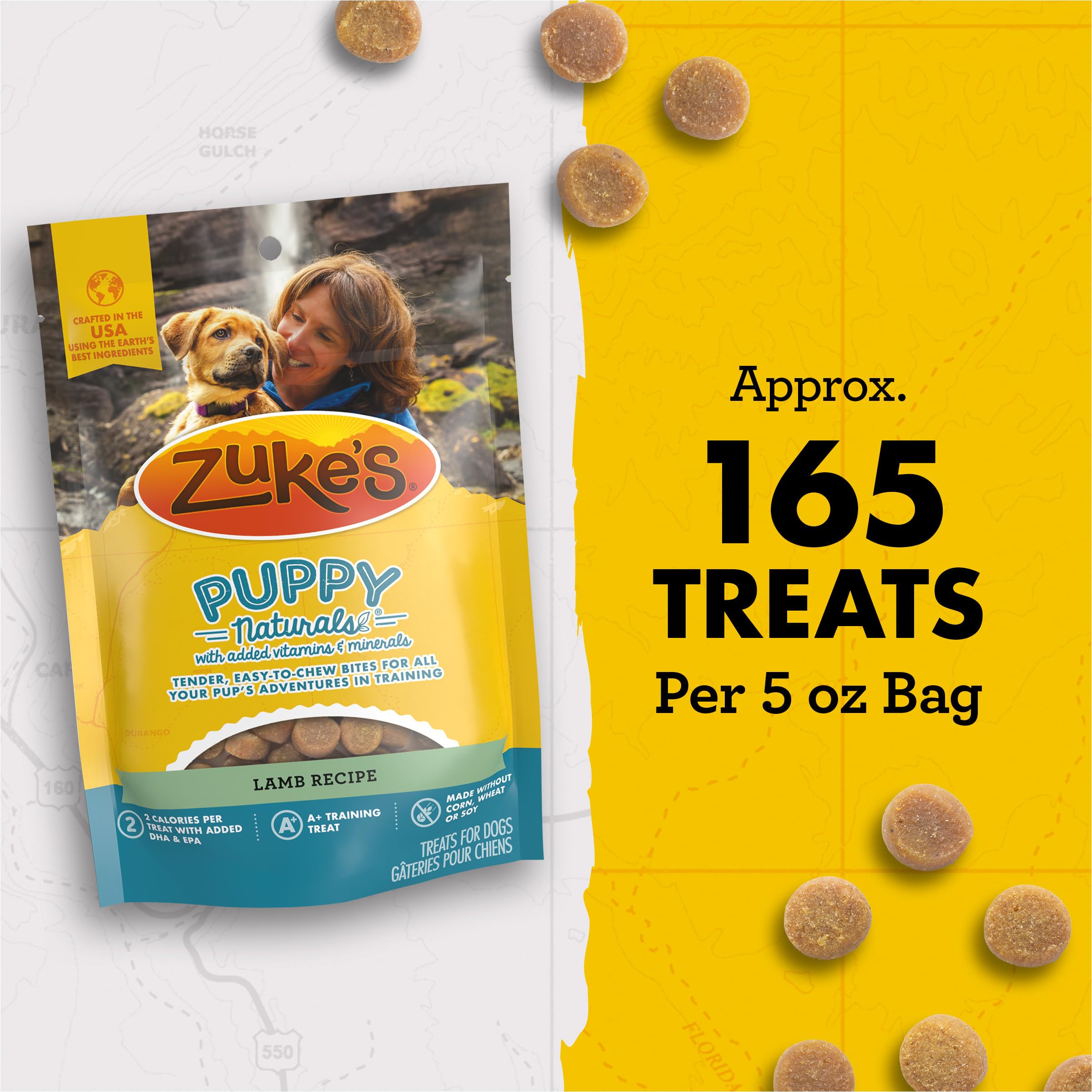 Zukes Puppy Naturals Puppy Training Treats for Dogs, Pet Treats made with Real Lamb, 5 oz. Resealable Pouch - 5 oz. Bag