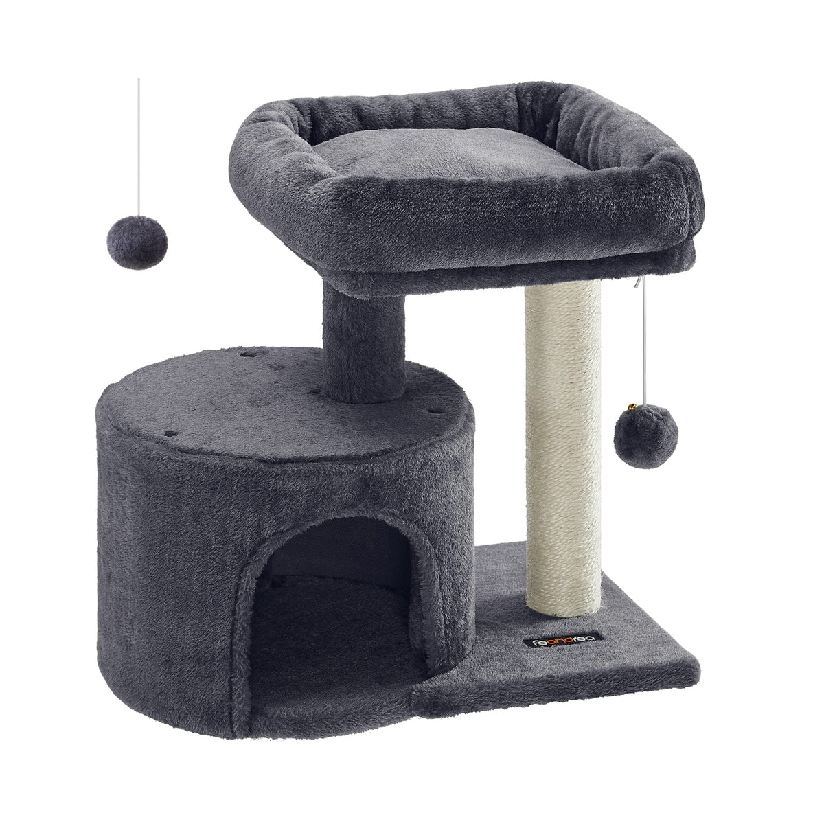 Feandrea Cat Tree, Cat Tower With Sisal-Covered Scratching Post, Cat Condo With Padded Perch, For Small Spaces, Kittens, Smoky G