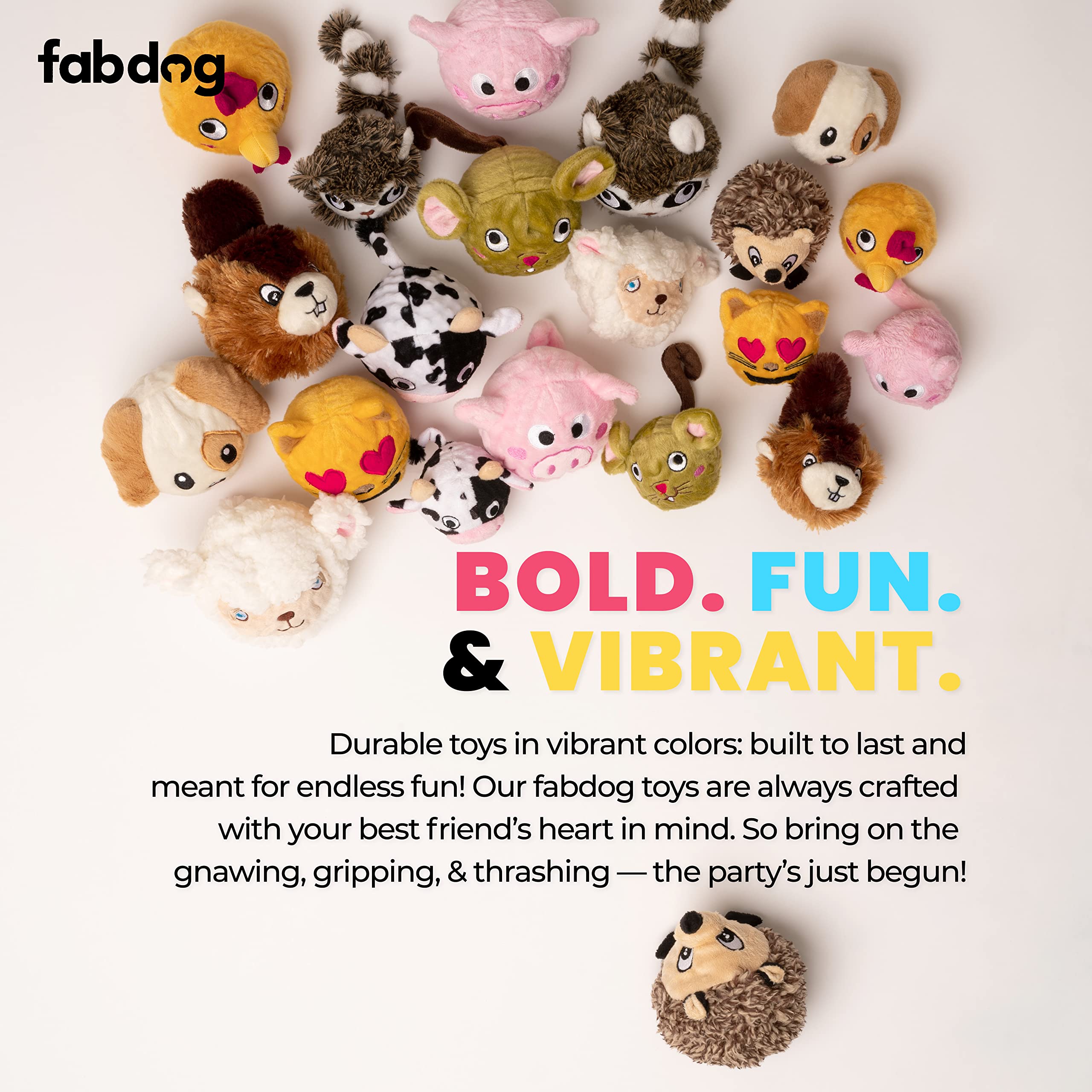 Fabdog Faballs Dog Ball Toys - Super Squeaky Durable Dog Toys For All Breeds - Plush Dog Squeak Toy Balls | Animal-Themed Plush Toys | Large Lady Bug