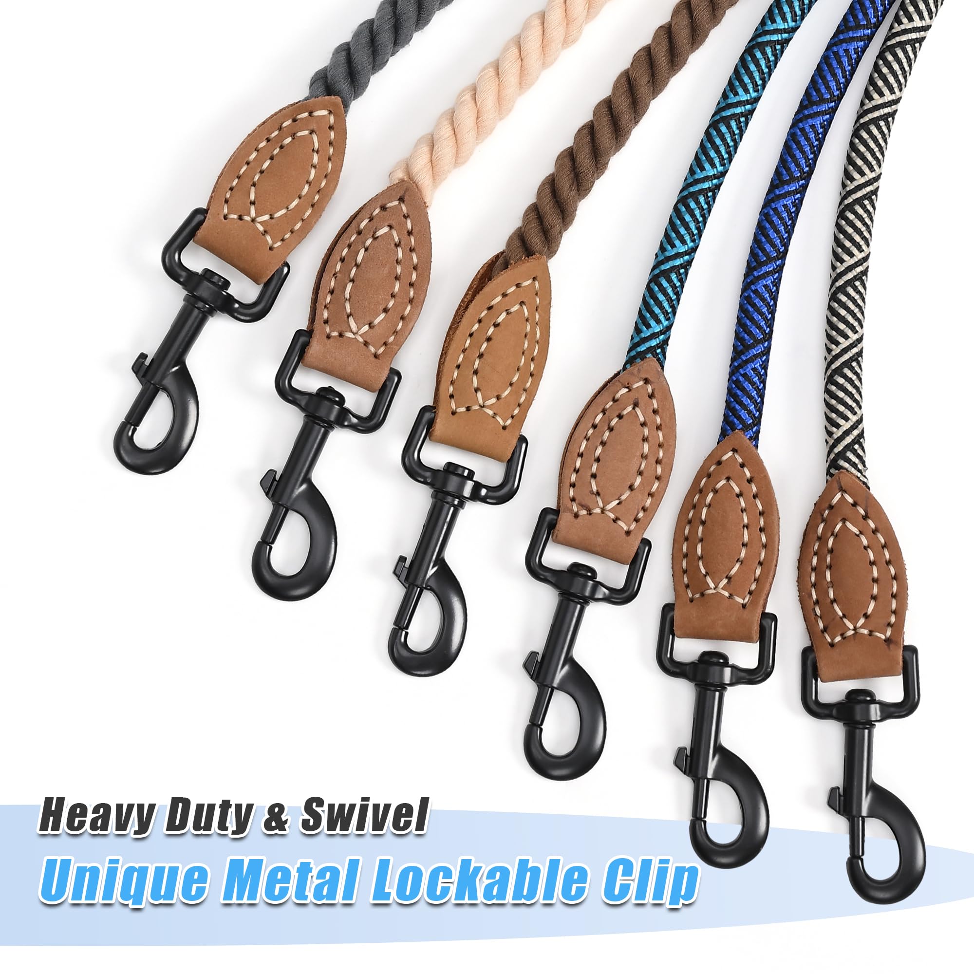 Mile High Life | Double Dogs Rope Leash | Dog Slip Lead | Dual Configuration | Mountain Climbing Rope W Leather Tailored Connect