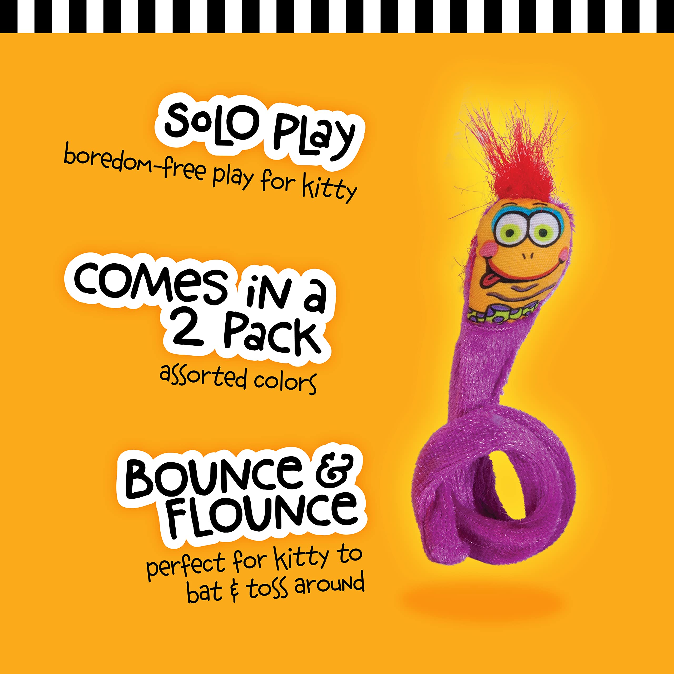 Doskocil Bamboo Pet Cam650037 2-Pack Fat Cat Springy Worms Catnip Toy