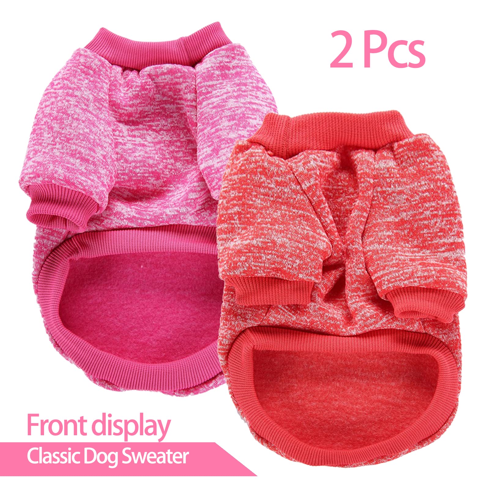 Chborless Pet Dog Sweater Warm Dog Pajamas Soft Cat Sweater Puppy Clothes Small Dogs Sweater Winter Doggie Sweatshirt (S, Red+Ro