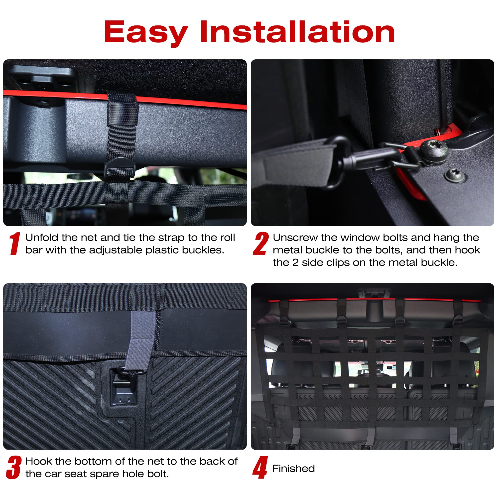 G Pet Net Vehicle Safety Mesh Dog Barrier Fit For Ford Bronco Accessories 2021-2025 4-Door, Rear Seat Isolation Net For Trunk Ca