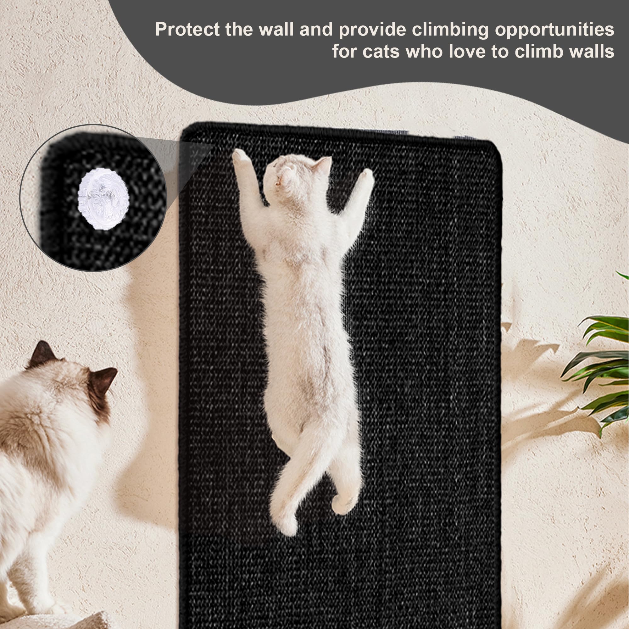 Cat Scratching Mat Sisal, 2 Packs Natural Sisal Fabric 23.6 X 15.8 Cat Scratching Pad With Cute Playing Toy And Spiral Nails