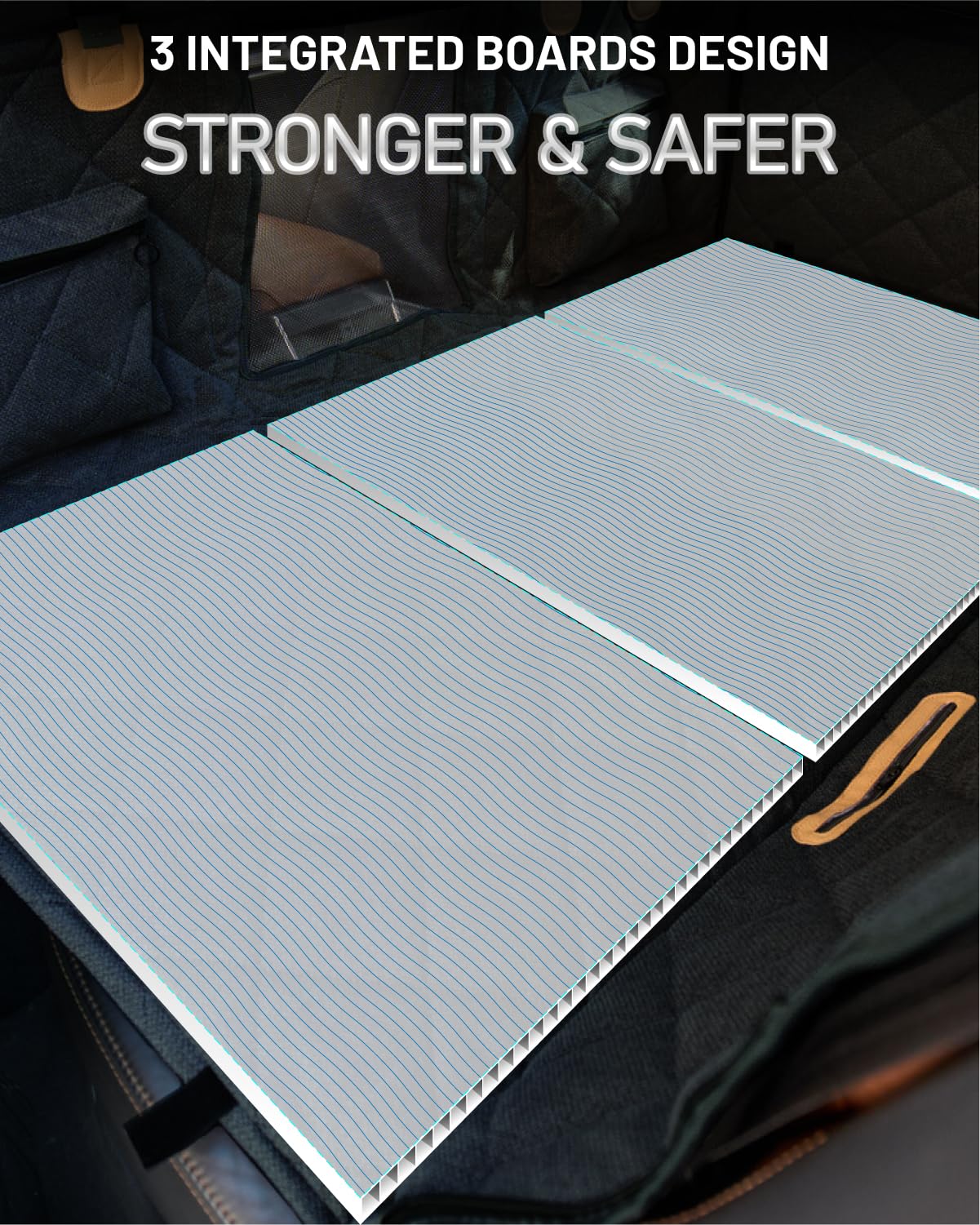 Pawproved Back Seat Extender For Dog, Waterproof Dog Car Seat Cover For Back Seat, Hard Bottom Car Seat Cover, Large-Space Hammo