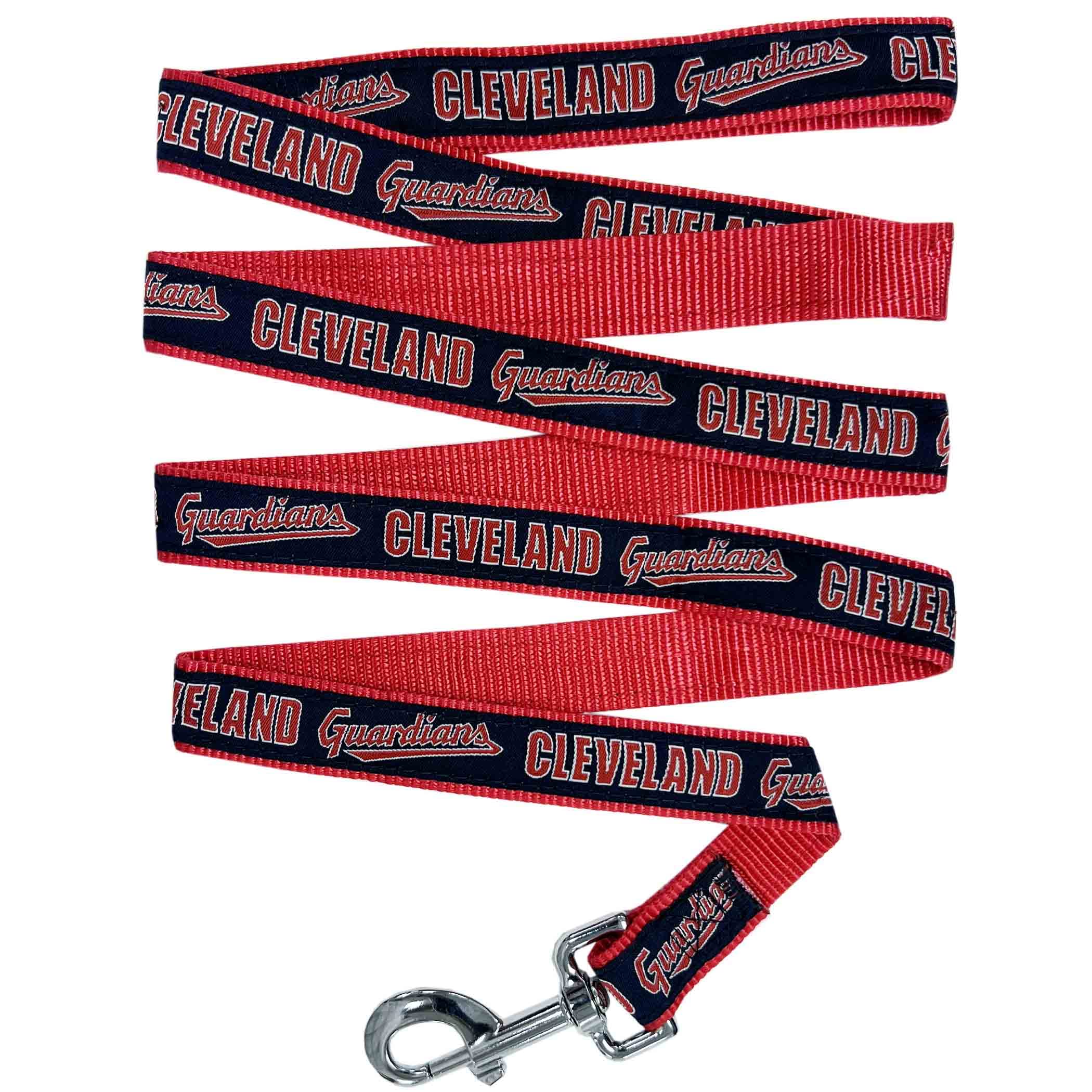 Mlb Pet Leash, Large, Cleveland Guardians Dog Leash, Shiny & Colorful Baseball Team Leash For Dogs & Cats Licensed By The Mlb