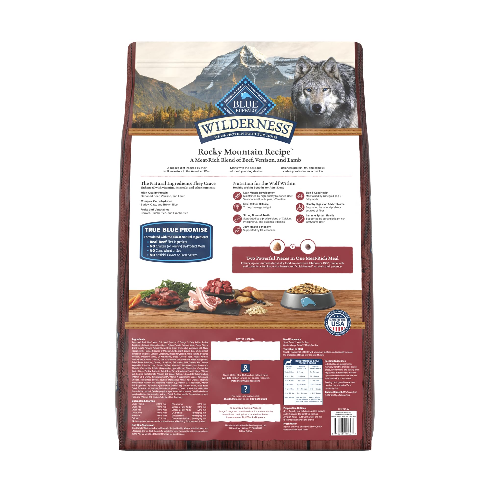 Blue Buffalo Wilderness Rocky Mountain Recipe High-Protein Healthy Weight Adult Dry Dog Food, Made in The USA with Natural Ingre