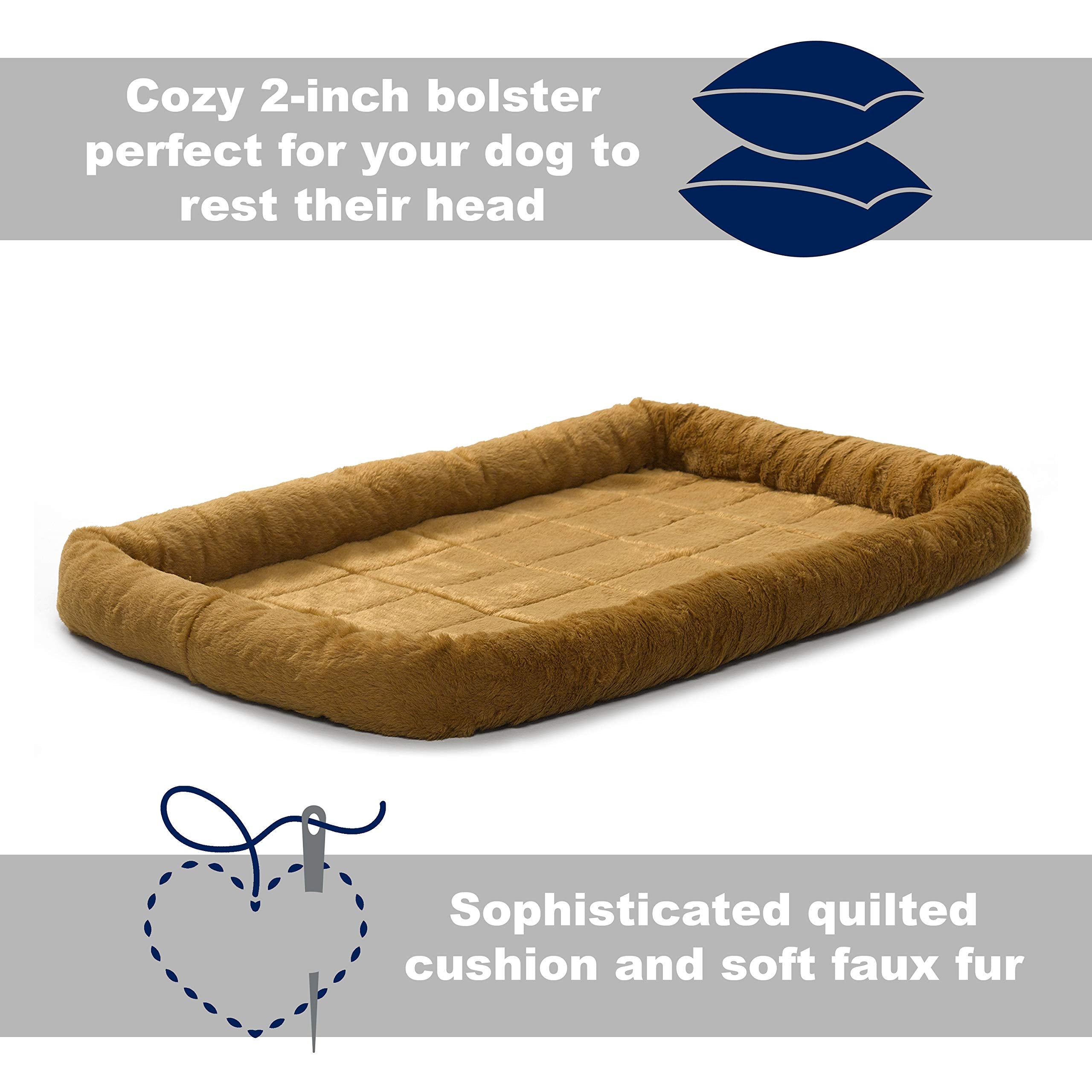 Midwest Homes For Pets Bolster Cinnamon Pet Bed For Dogs & Cats W/ Comfortable Bolster | Ideal For Extra Large Dog Breeds & Fits A 48-Inch Crate | Easy Maintenance Machine Wash & Dry | 48L-Inch