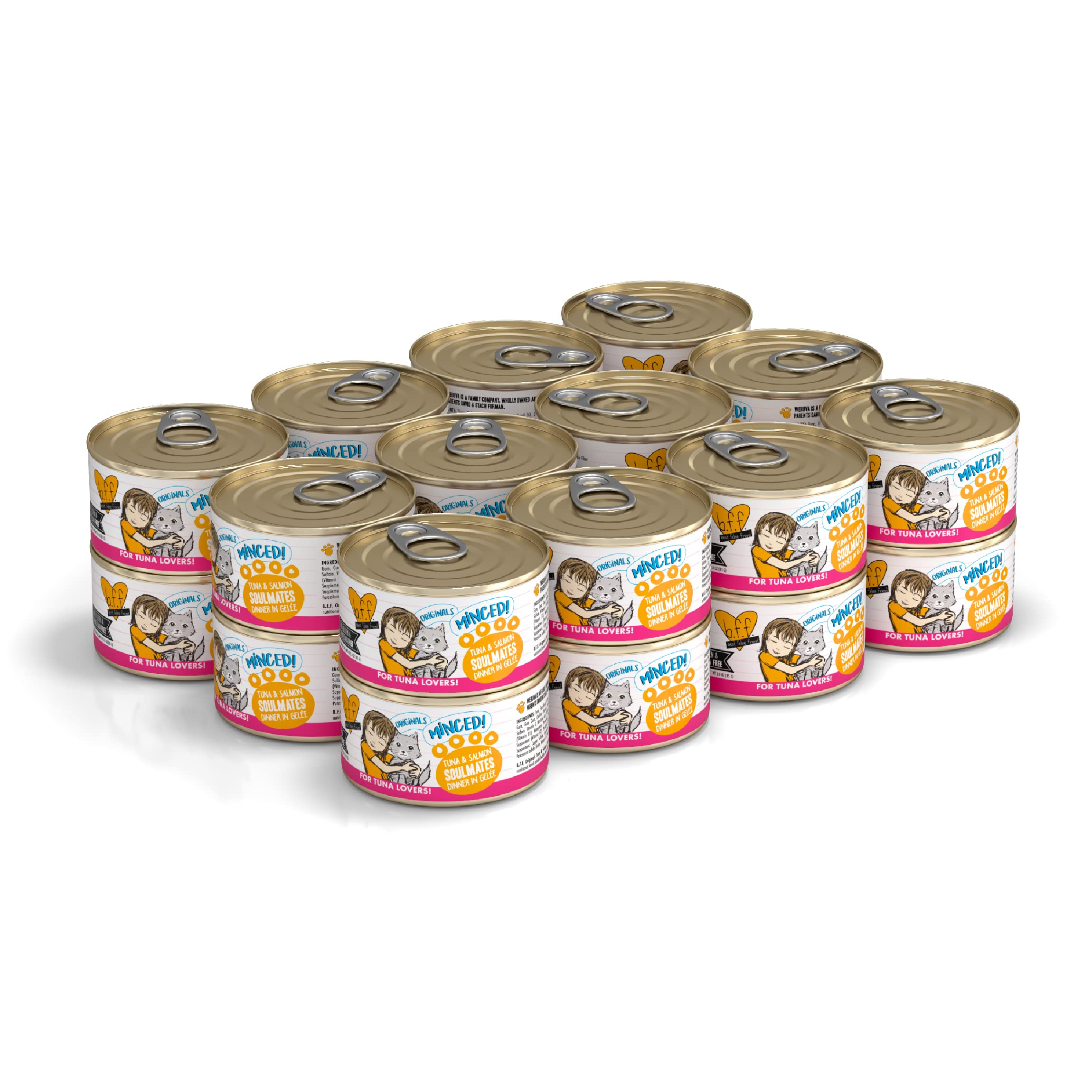 Weruva Best Feline Friend (B.F.F.) Tuna & Tilapia Twosome with Tuna & Tilapia in Aspic Cat Food, 3oz Can (Pack of 24), Yellow (0