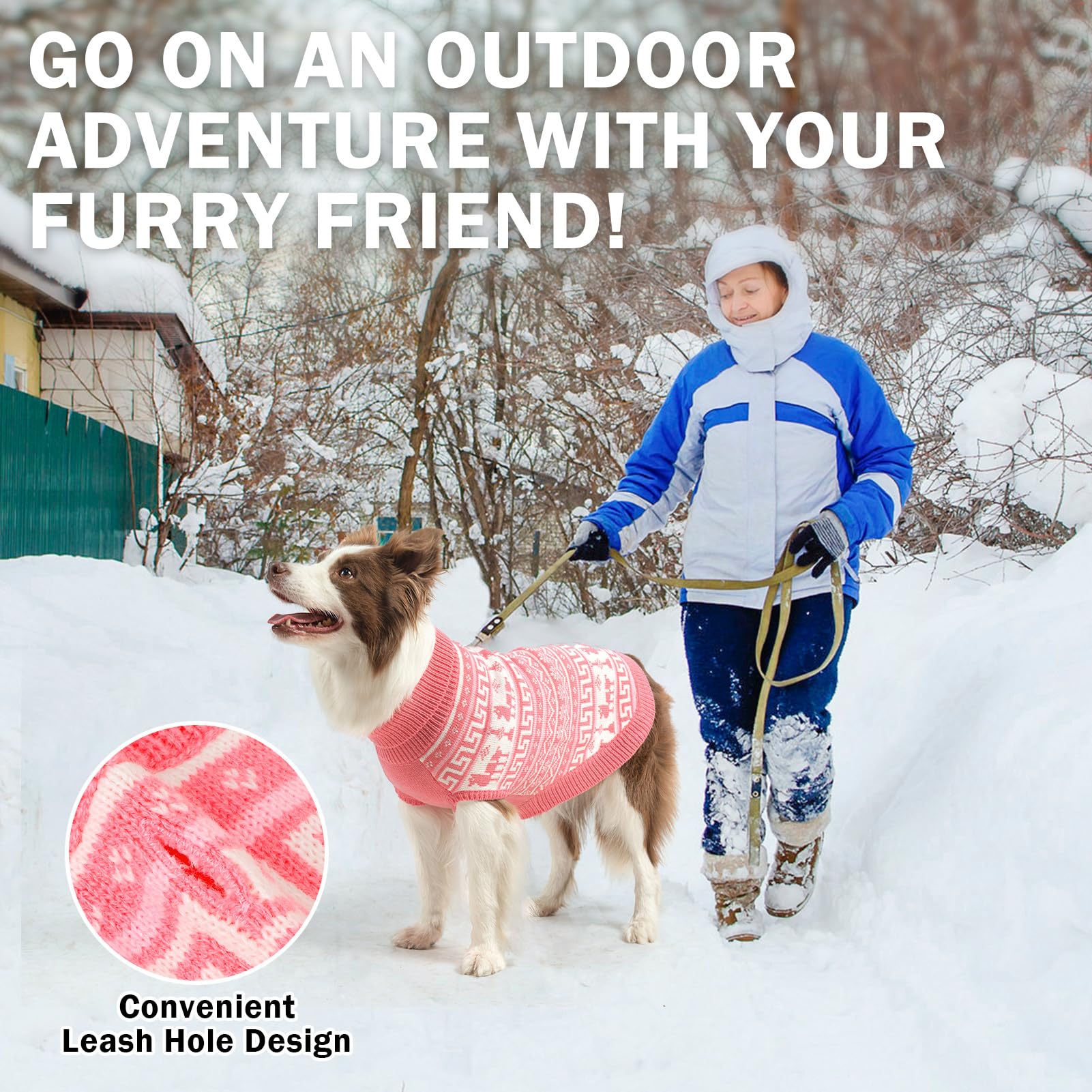 Scenereal Dog Sweater - Small Size, Turtleneck Pullover For Girls & Boys, Christmas Pet Apparel, Pink With Reindeer Theme