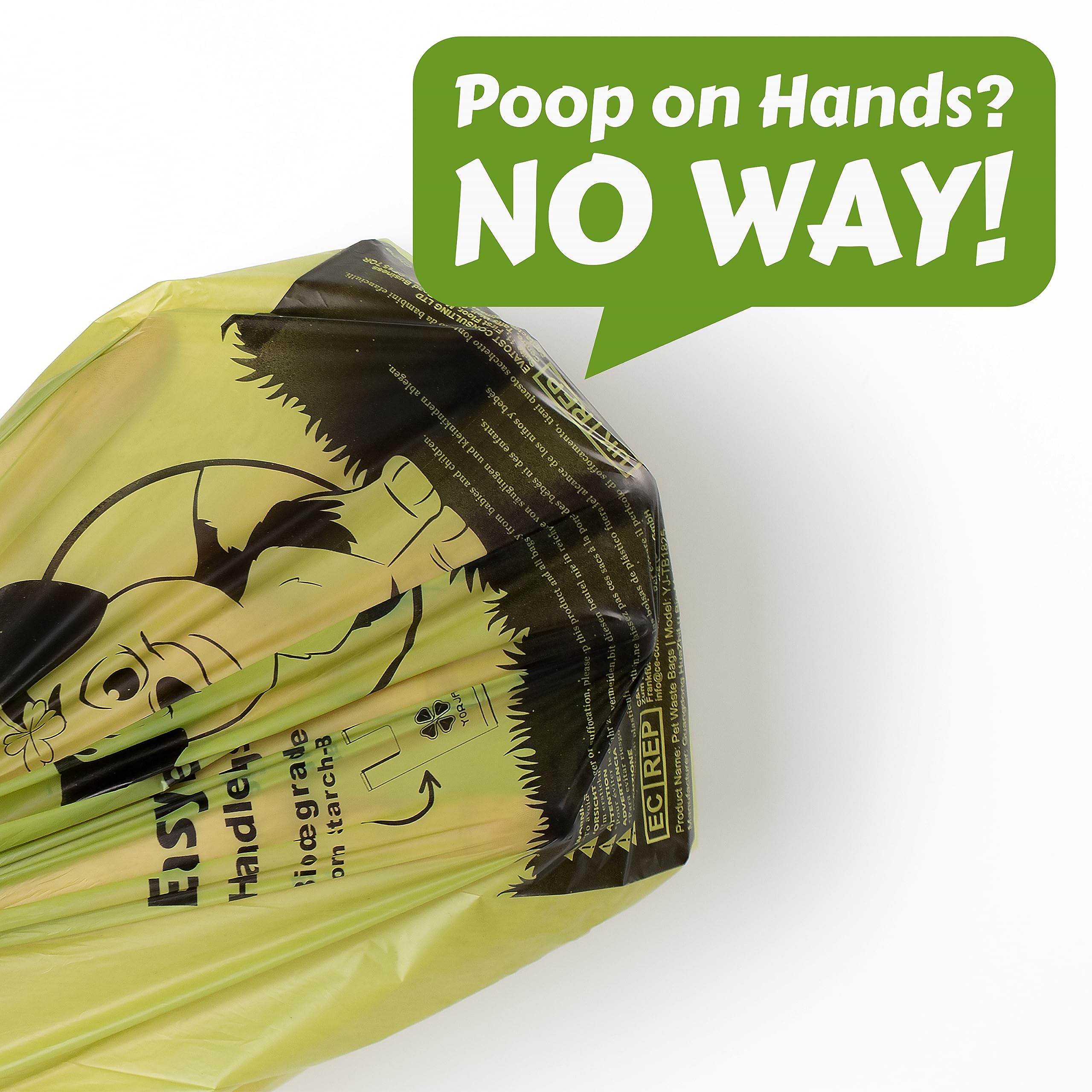 Yorja Tie Handles Dog Poop Bags, 280 Pet Waste Bags With Ok Biobased Certificate, Thick And Strong 100% Leak-Proof Easy Tie Up D