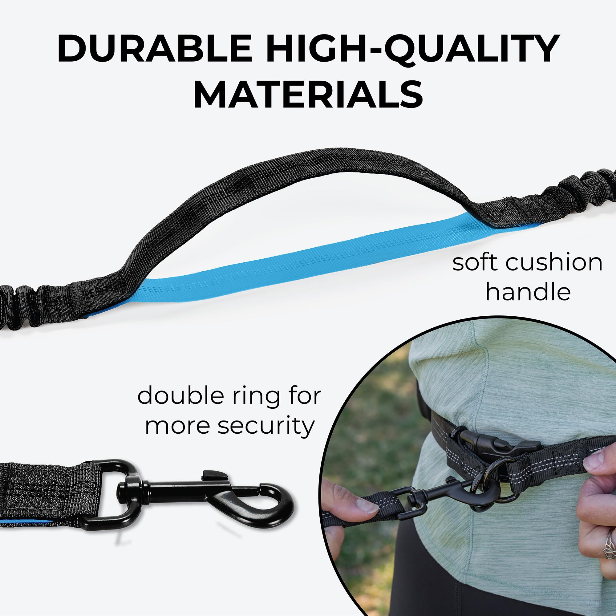 Squirrel Products Hands Free Dog Leash With Hip Belt/Crossbody Strap, Zipper Pouch, And Shock Absorbing Bungee For Walking Or Jo