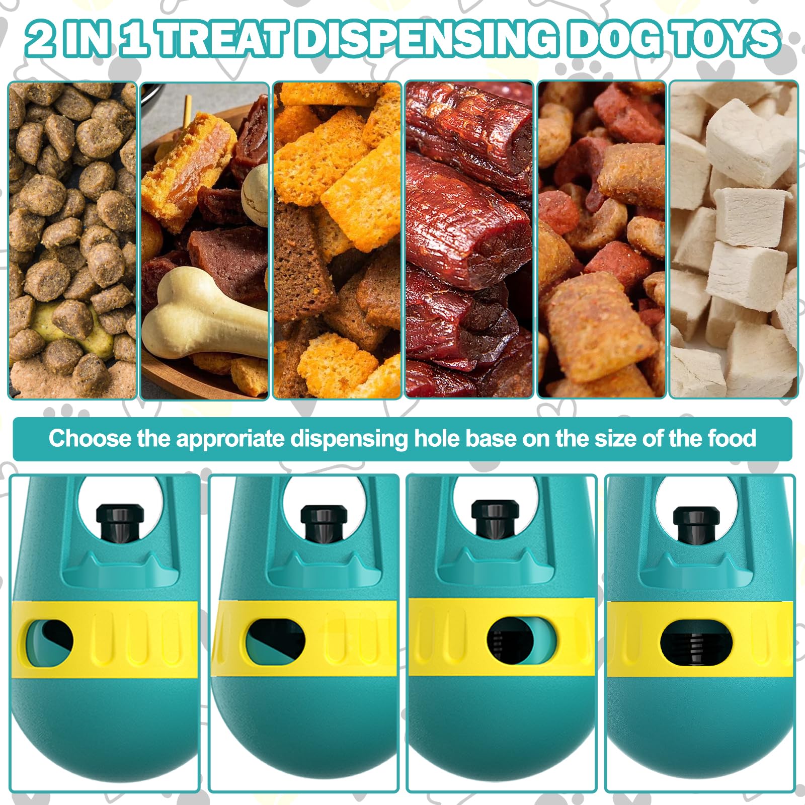 2 In 1 Treat Dispensing Dog Toys, Adjustable Puzzle Feeder Dog With Bully Stick Holder For Small/Medium/Large Dogs, Interactive