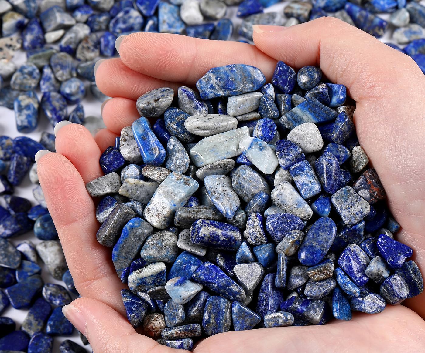 QINJIEJIE 0.9Lbs Lapis Lazuli Rocks for Plants Bulk Succulent Small Stone Natural Decorative Aquarium Gravel Fish Tank Irregular