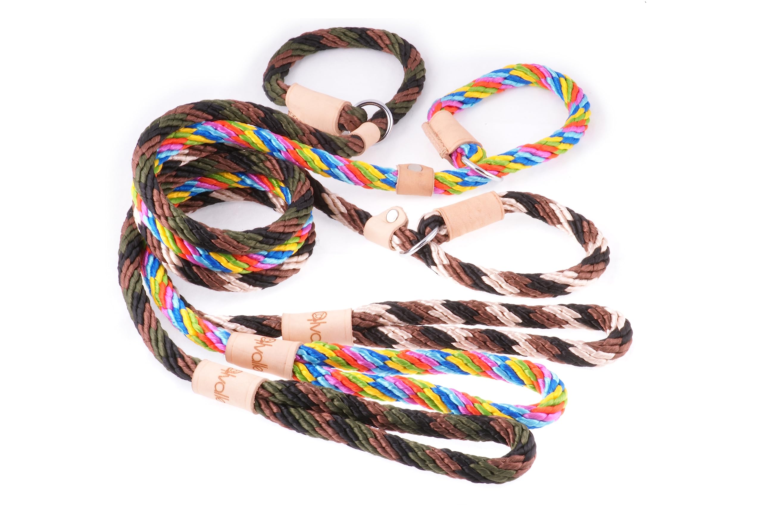 Alvalley Rope Dog Leashes With Stopper - Pet Slip Leads For Dogs - Soft Braided No-Pull Gentle Leash - Adjustable For Small, Medium, Large And Extra Large Dogs (Black, 4Ft Long, 13Mm Thick)