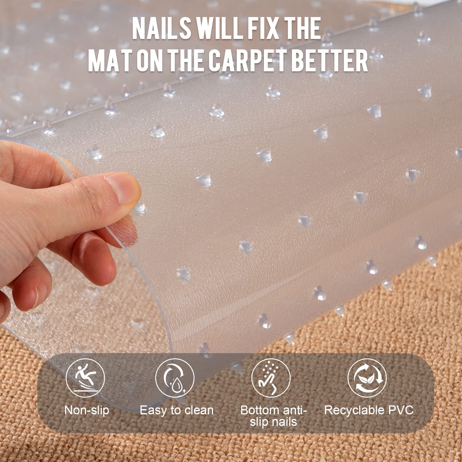 Uross Carpet Protector For Pets 3.28Ft-Cat Carpet Protector For Doorway, Anti Cat Scratch Plastic Mat, Under Door Cat Scratch Fl