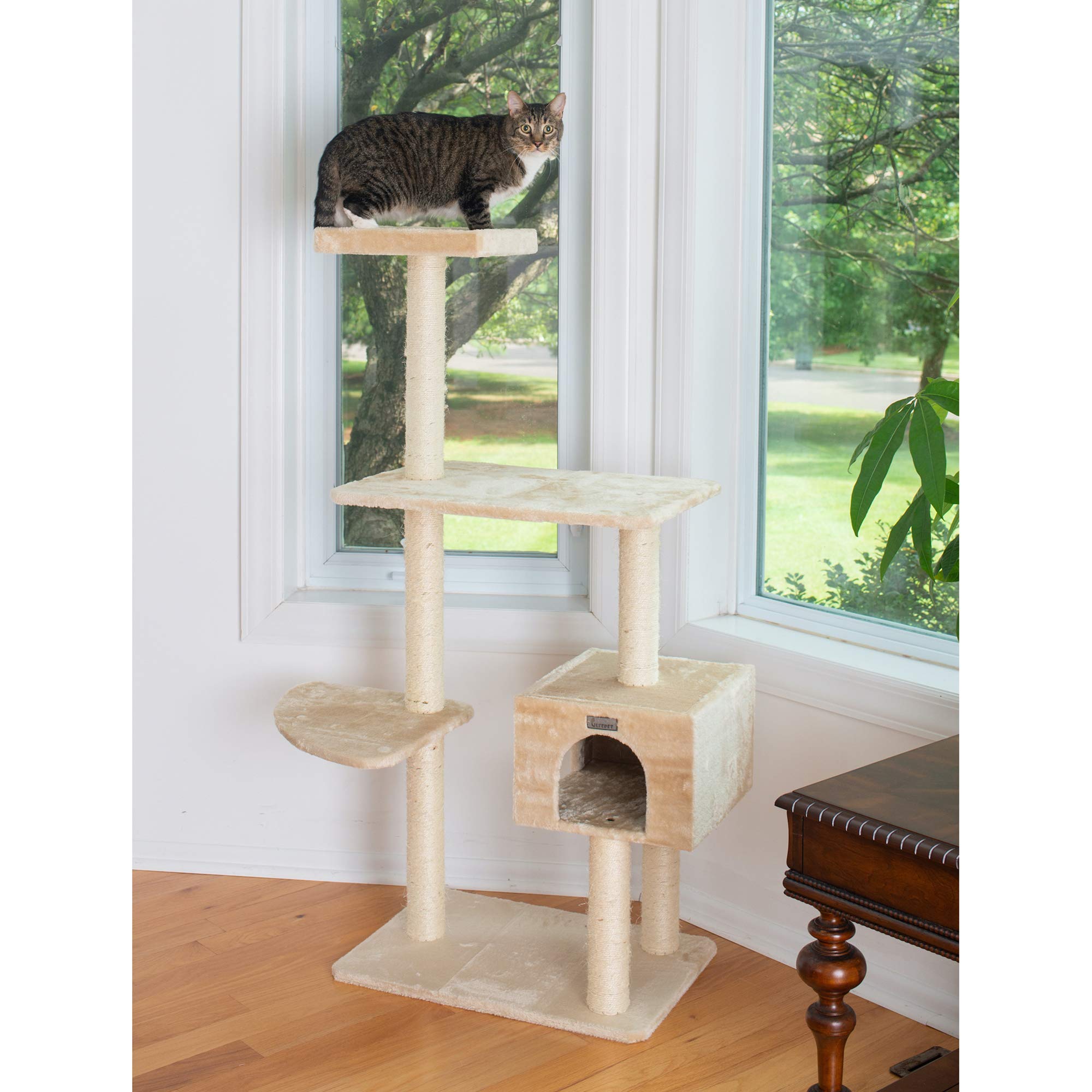 GleePet GP78560321 Cat Tree, 57-Inch, Beige