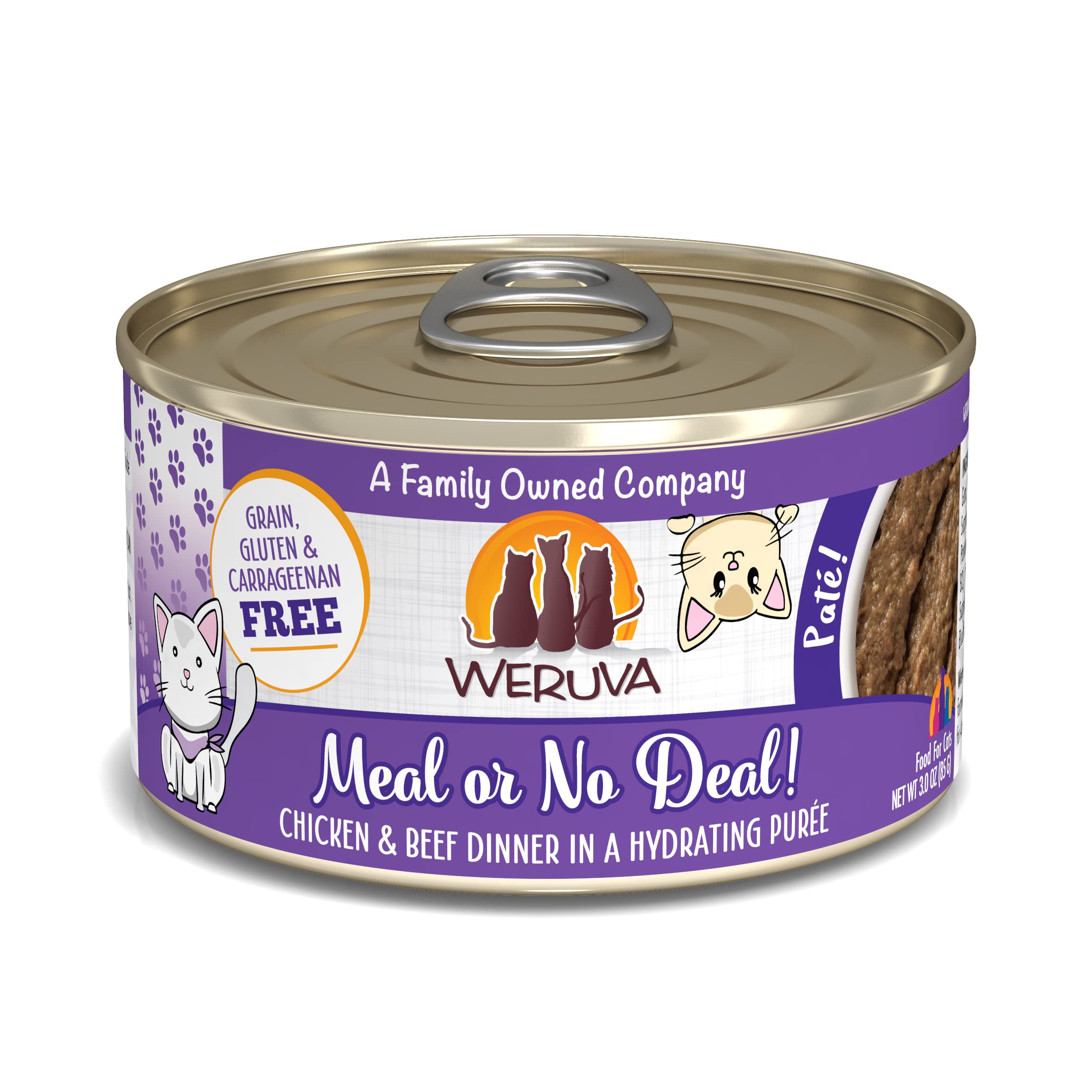 Weruva Classic Cat Pat  , Meal or No Deal! with Chicken & Beef, 3oz Can (Pack of 12)