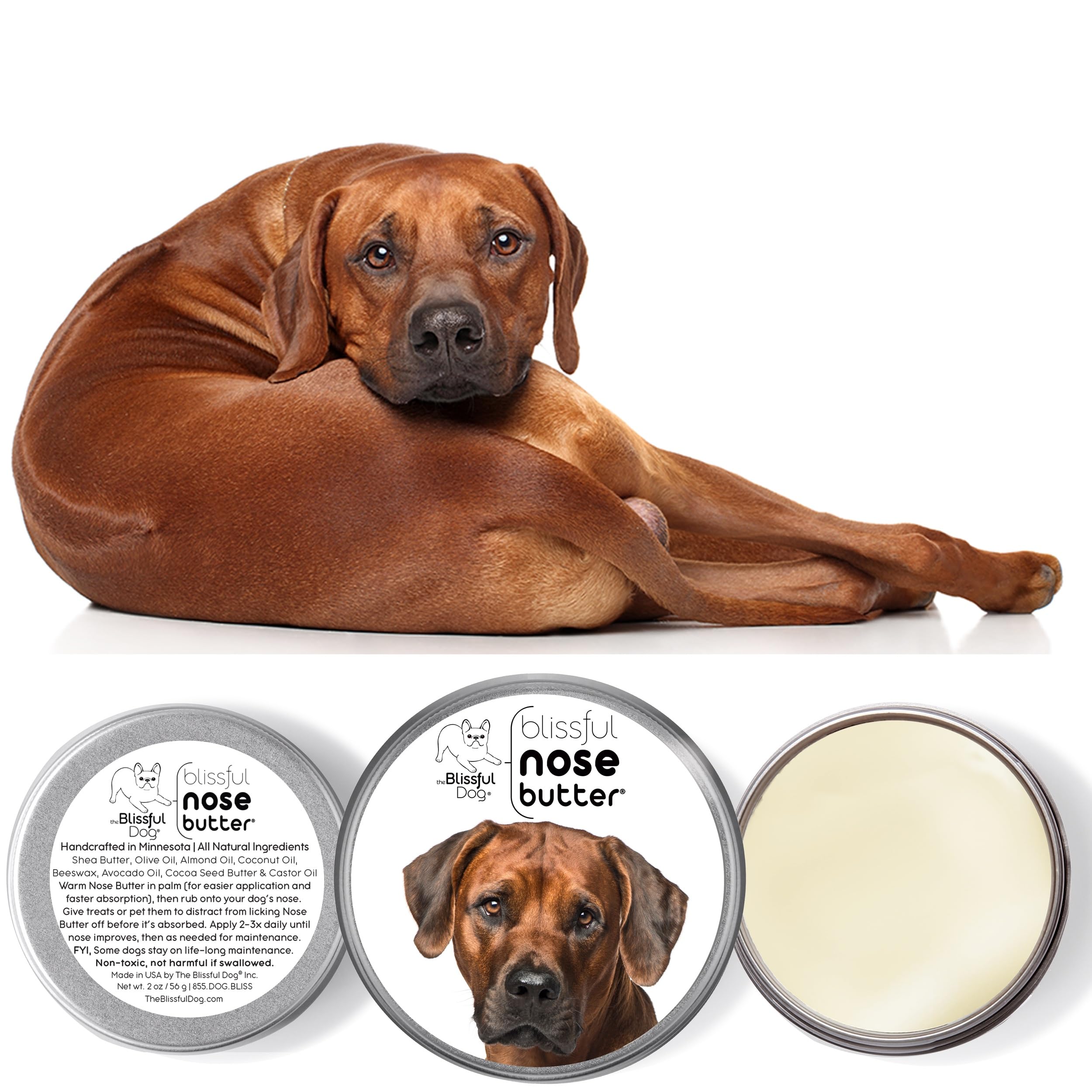 The Blissful Dog Rhodesian Ridgeback Unscented Nose Butter - Dog Nose Butter, 16 Ounce