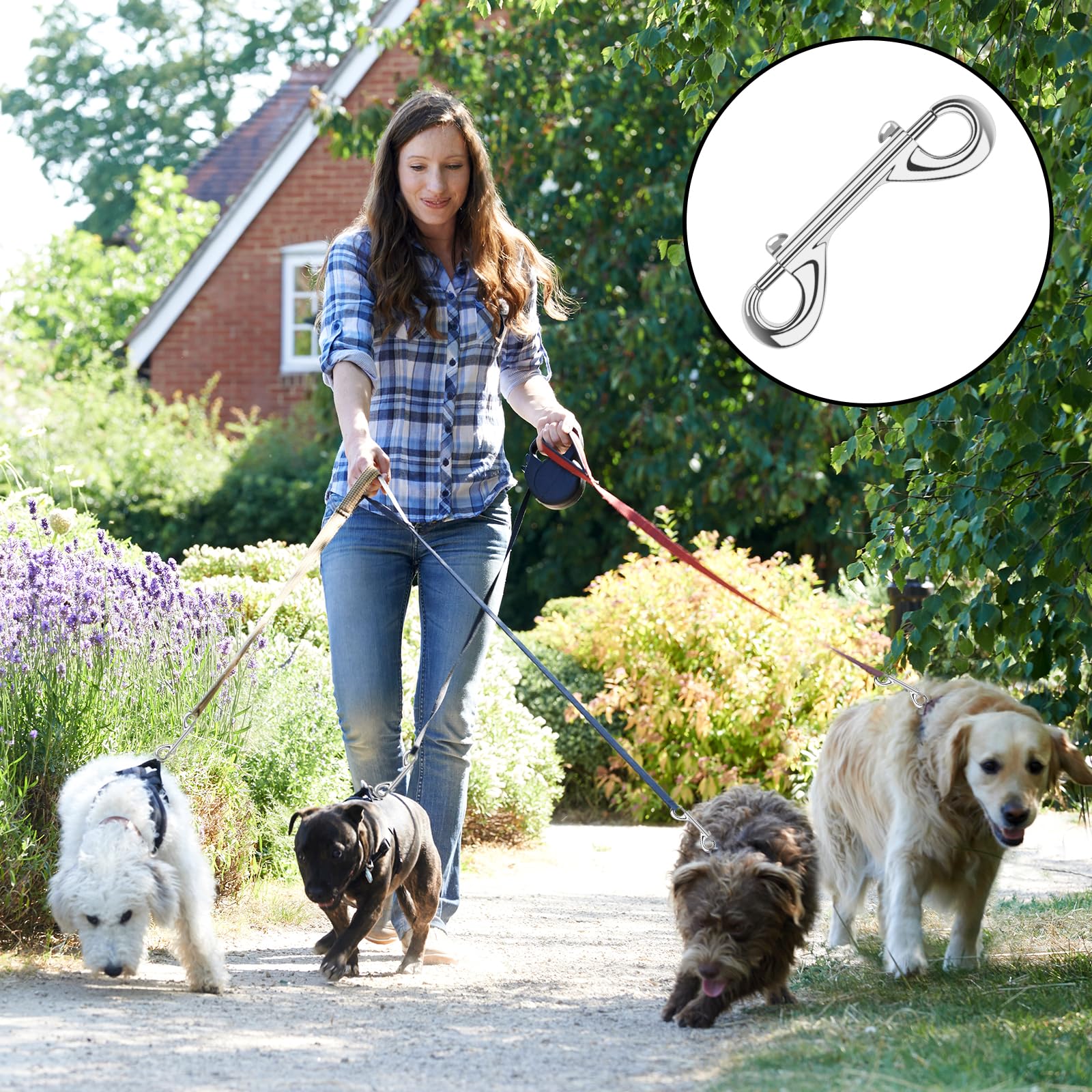 ERKOON 15 Pack Heavy Duty Snap Hooks Double Sided Clips for Hanging Horse Tack Sling Feed Buckets Dog Leash Collar Key Chain Zin