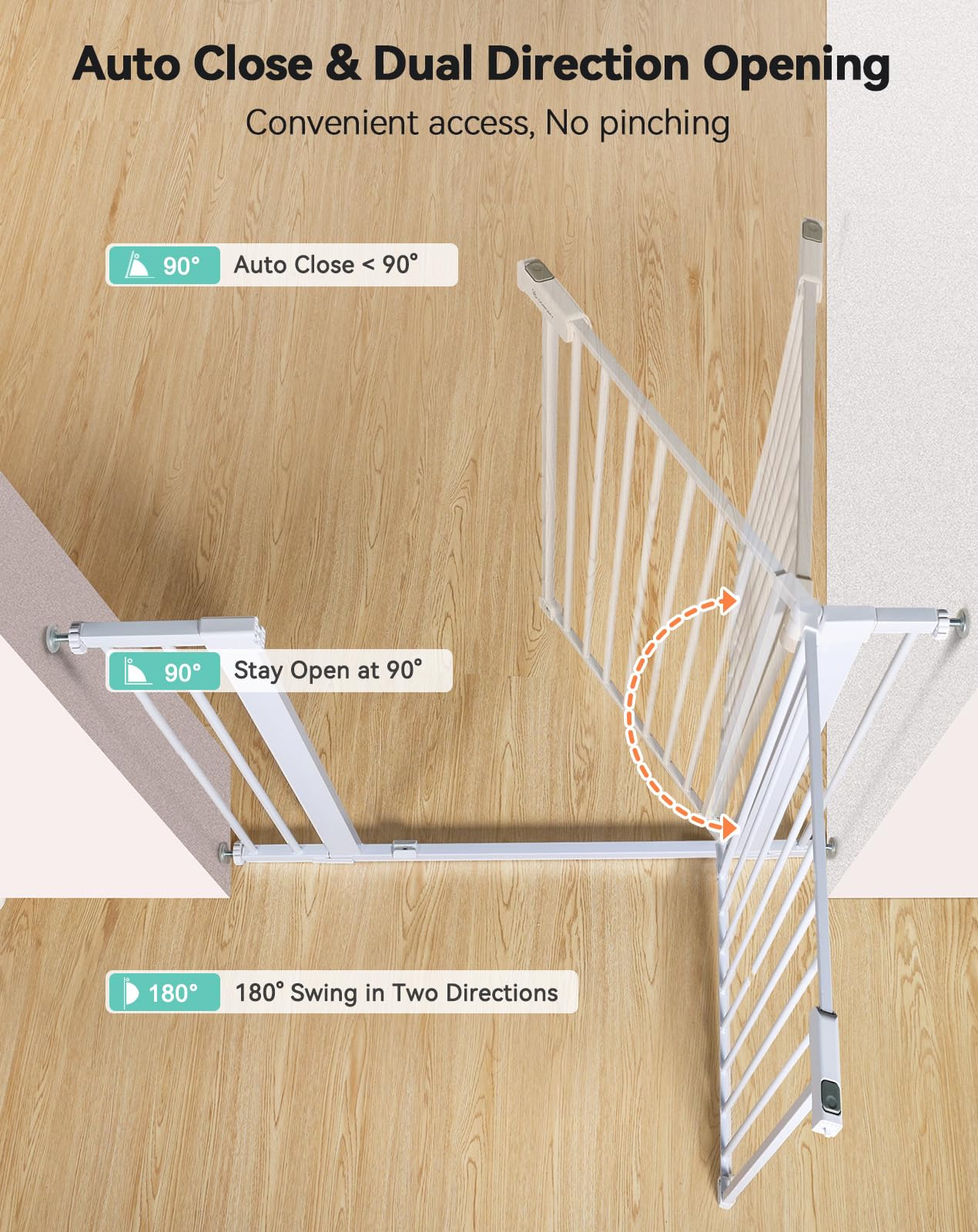 Comomy 36' Extra Tall Baby Gate For Stairs Doorways, Fits Openings 29.5' To 40.6' Wide, Auto Close Sturdy Safety Dog Gate For House, Pressure Mounted Easy Walk Through Pet Gate With Door, White