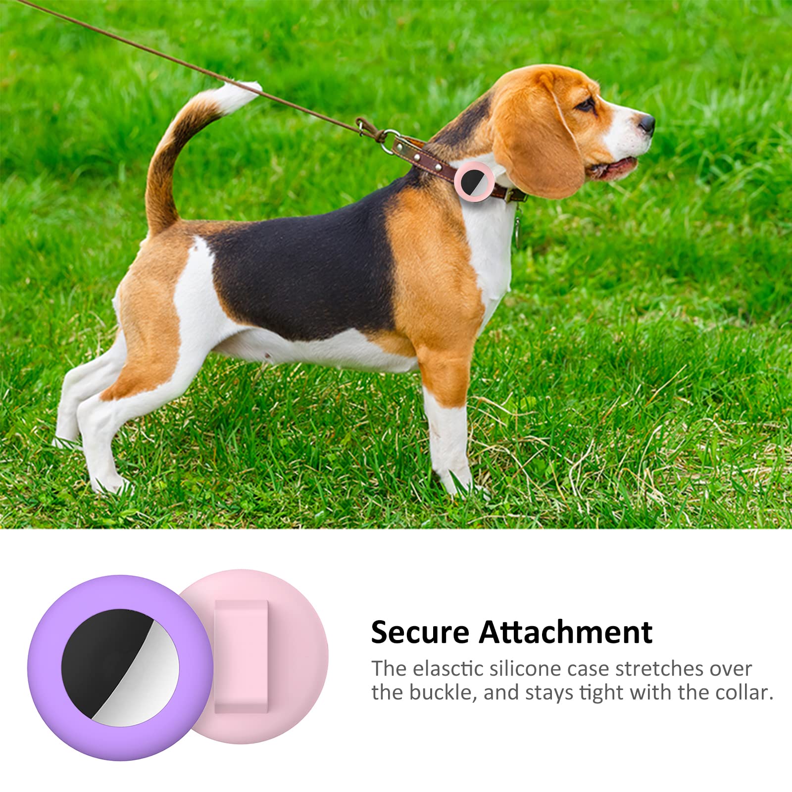 2022 Airtag Cat Collar Holder, Small Air Tag Cat Collar Holder Compatible With Apple Airtag Gps Tracker, 2Pack Waterproof Case Cover For Cat Dog Pet Collar Within 3/8 Inch (Pink&Purple)