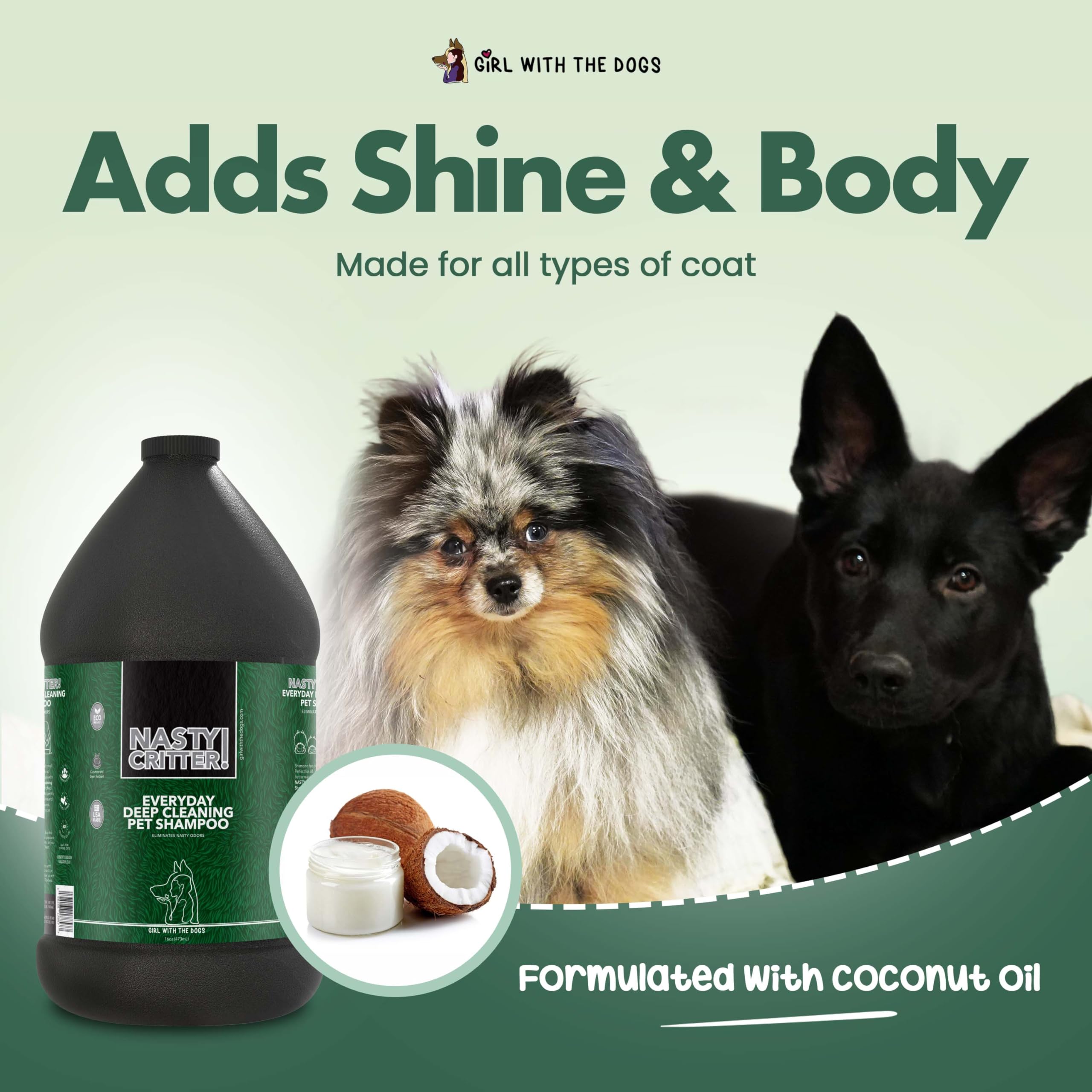 Nasty Critter! By Girl With The Dogs - Everyday Deep Cleaning Dog Shampoo 1 Gal, Made In Usa 8 Wks+