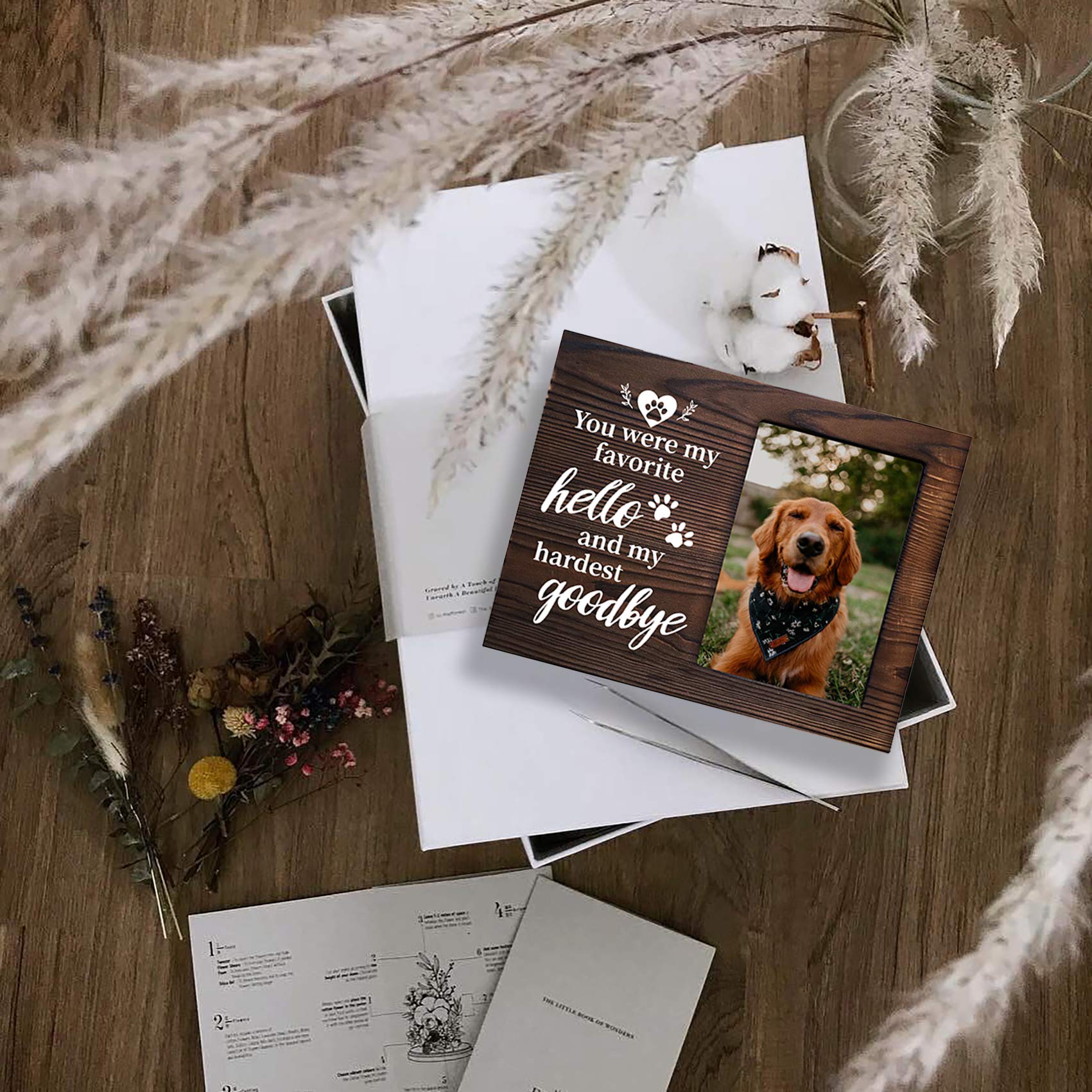 MayAvenue Pet Dog Memorial Wooden Picture Frame - You were My Favorite Hello and My Hardest Goodbye Pet Photo Frame for Dog owne