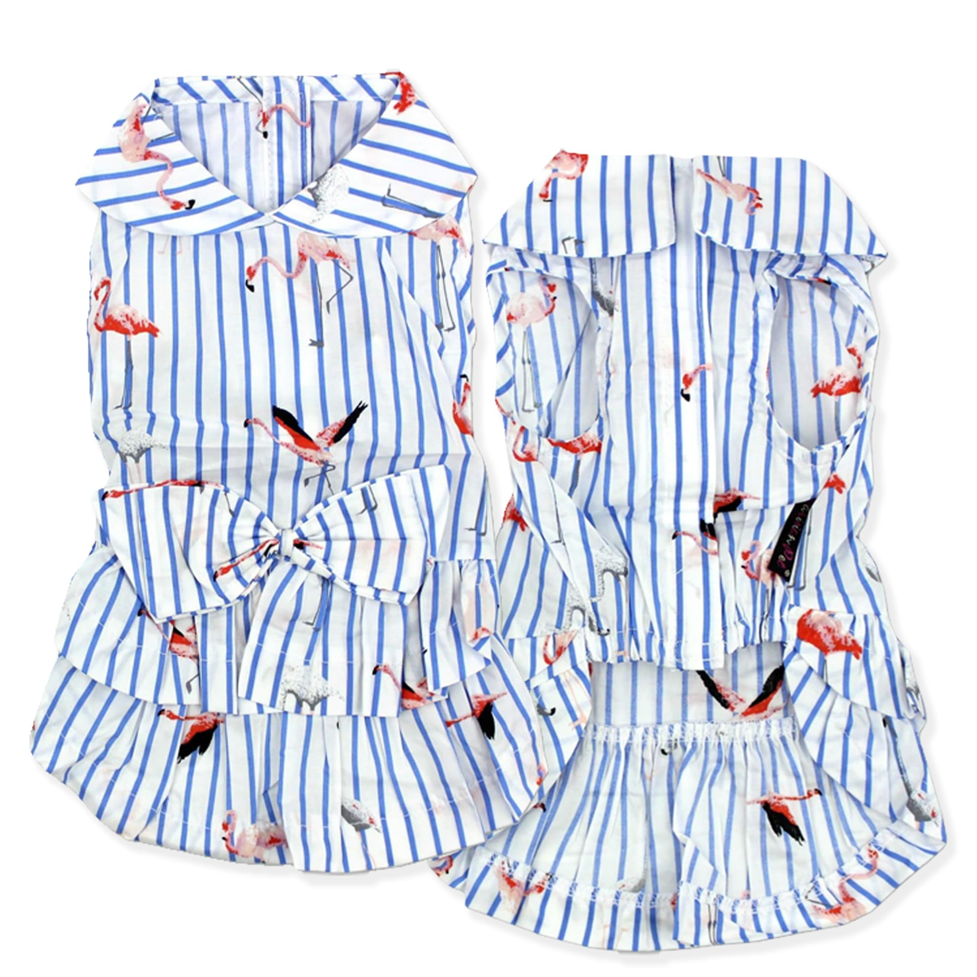 Parisian Pet Flamingo Summer Dress - Girly Dog Dress - 100% Cotton, Lightweight, Sleeveless - Medium Dogs