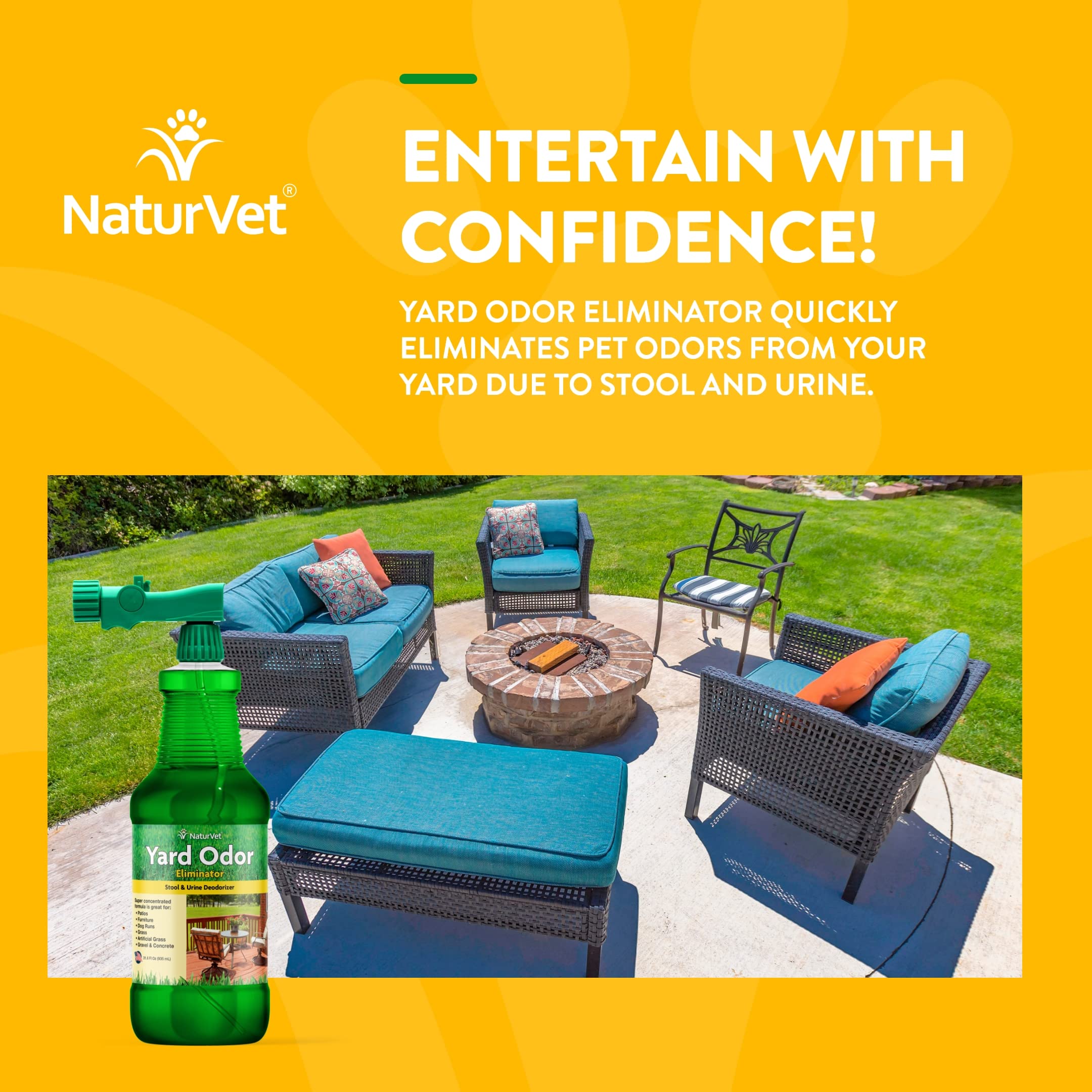 Naturvet - Yard Odor Eliminator - Eliminate Stool And Urine Odors From Lawn And Yard - Designed For Use On Grass, Plants, Patios, Gravel, Concrete & More - 31.6 Oz Ready-To-Use With Nozzle
