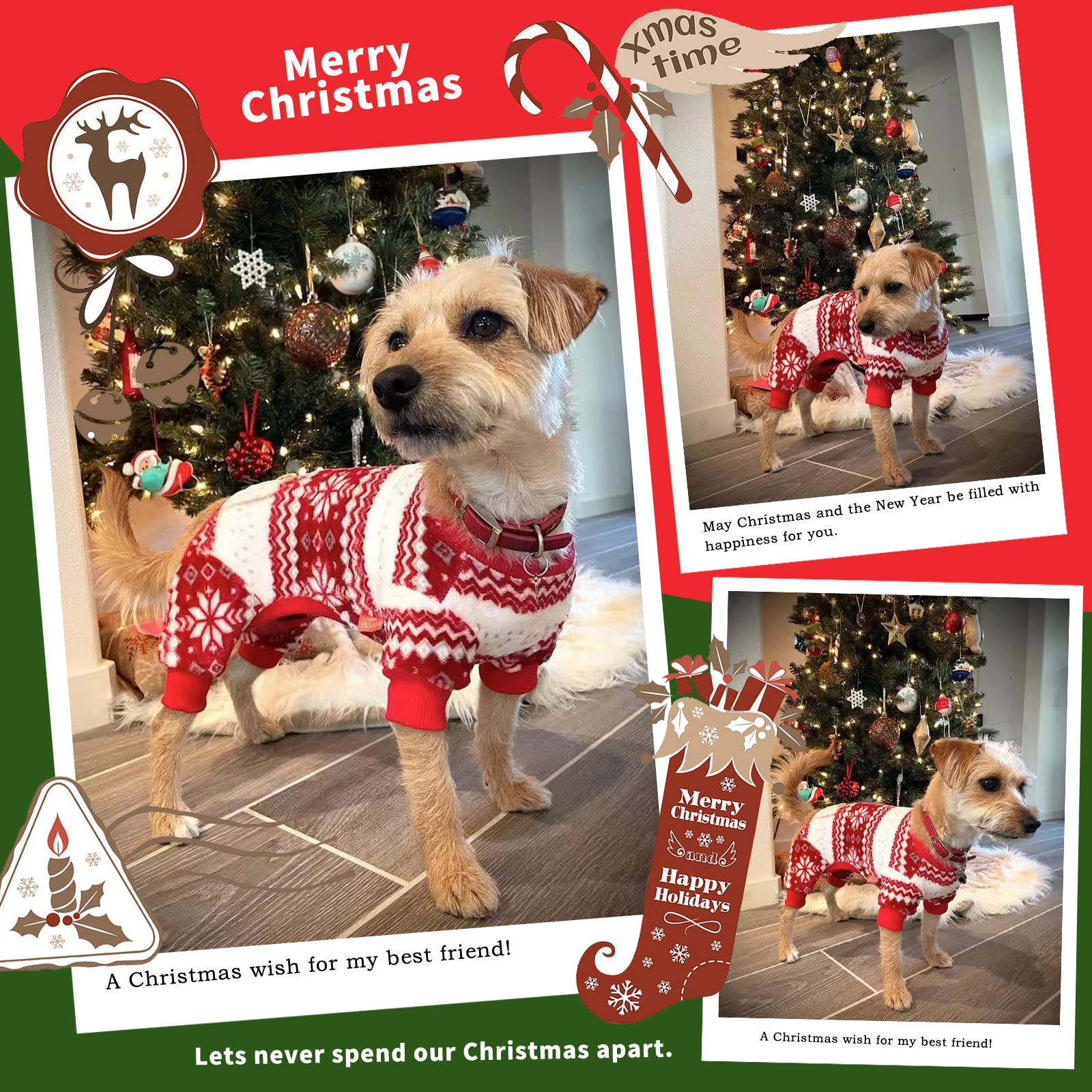 Kyeese Dog Pajamas Christmas Dog Pjs Dog Clothes For Small Dogs Snowflake Holiday Dog Sweater Dog Onesie Cat Pajamas Dog Christm
