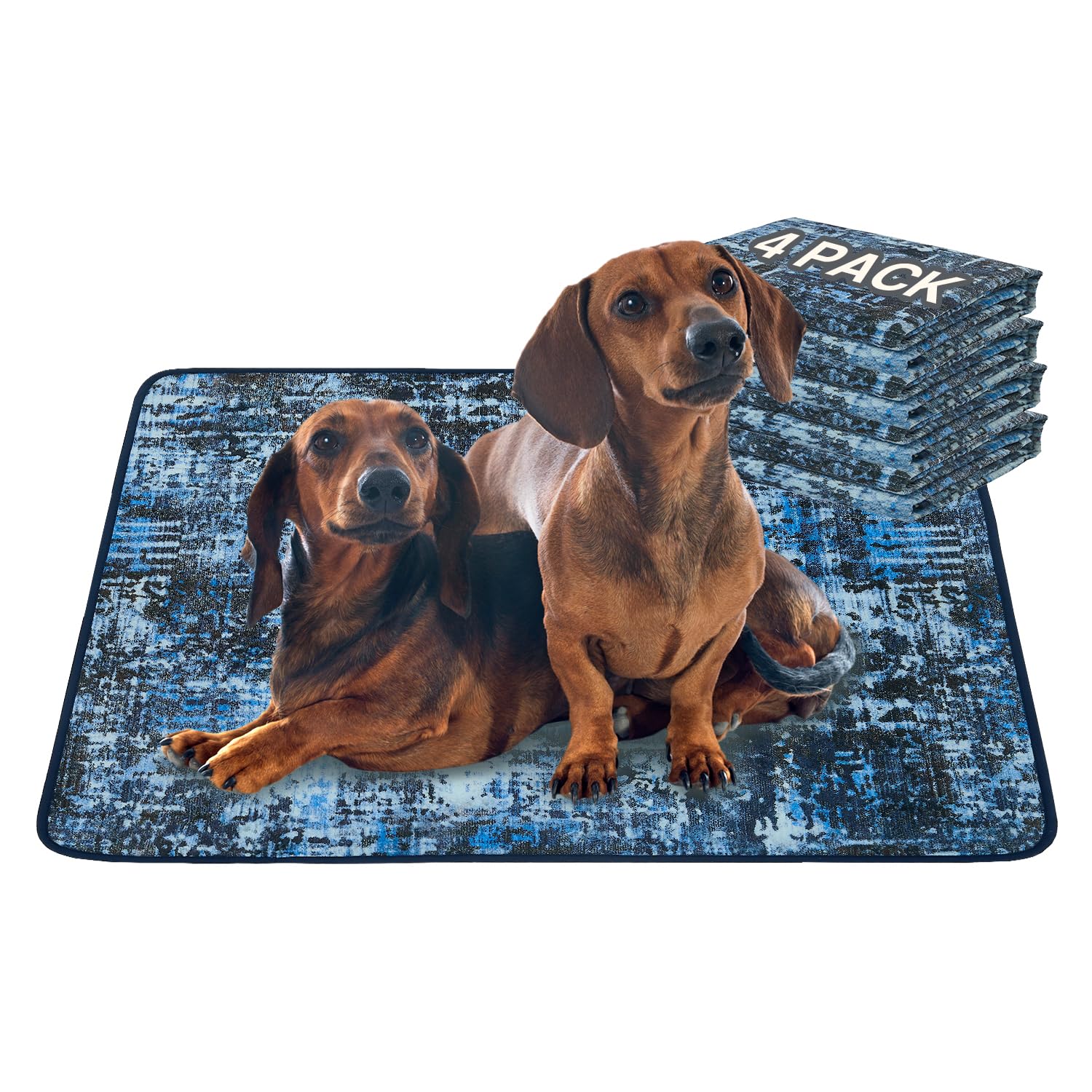 Qeils Washable Pee Pads For Dogs, 4 Pack Reusable Super Absorbent Leakproof Potty Pads 36''X24'', Non-Slip For Crate, Floor, Cou