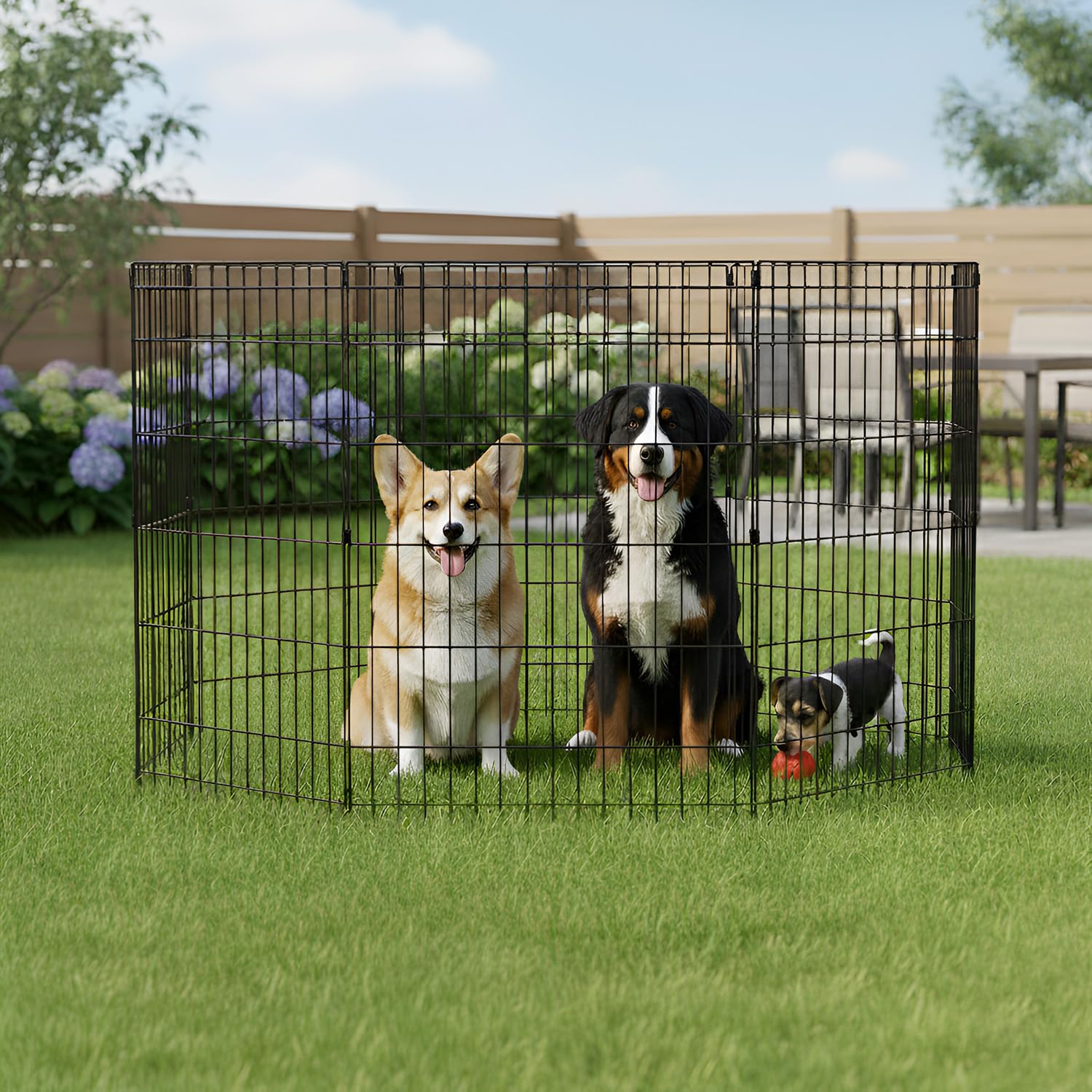 FDW 36 Inch Dog Pen 8 Panel Dog Playpen Indoor Outdoor Metal Puppy Pet Fence Portable Folding Animal Exercise Fence,Black