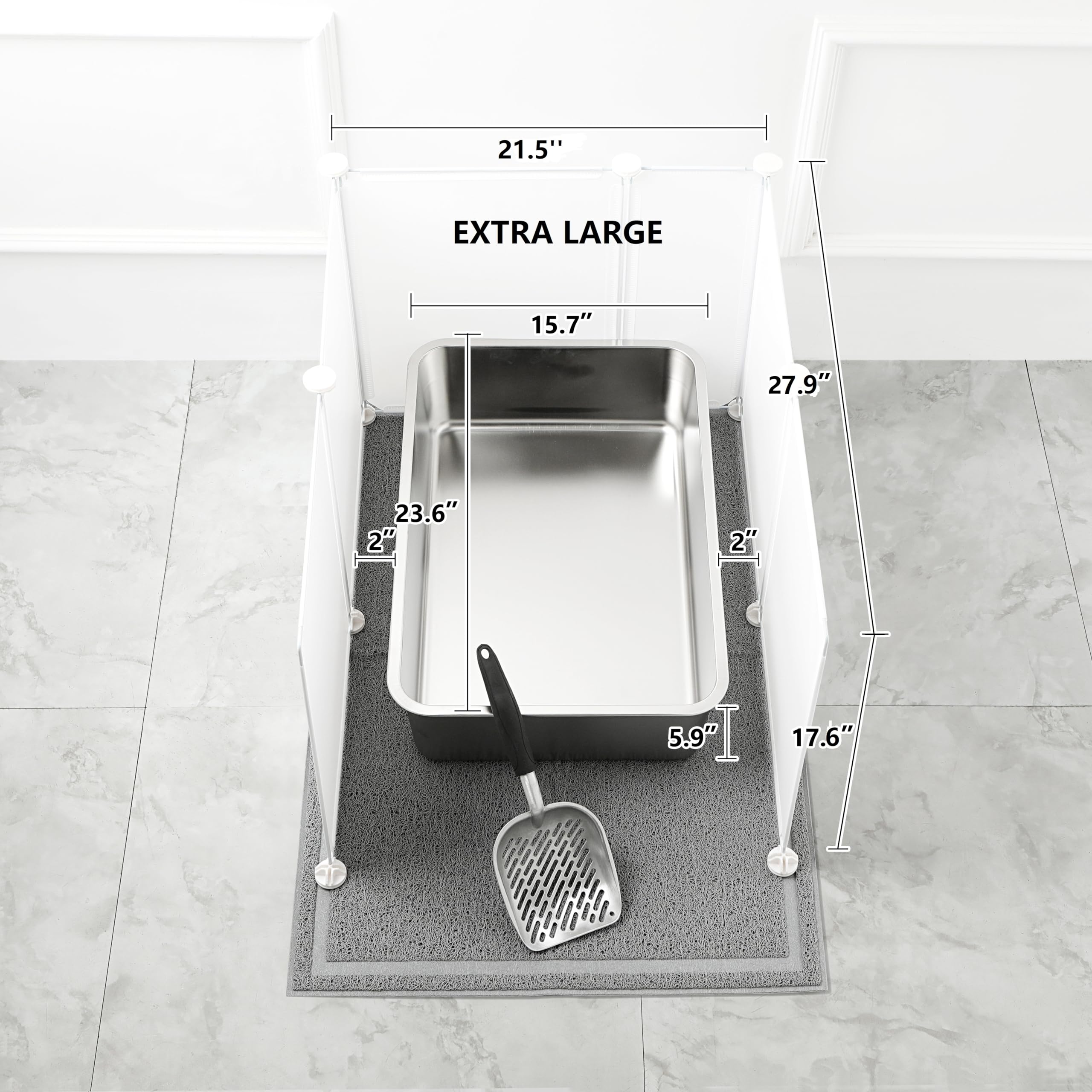 Meexpaws Extra Large Giant Stainless Steel Litter Box For Cats (24            16            6      ) | Non Stick | Odor Control