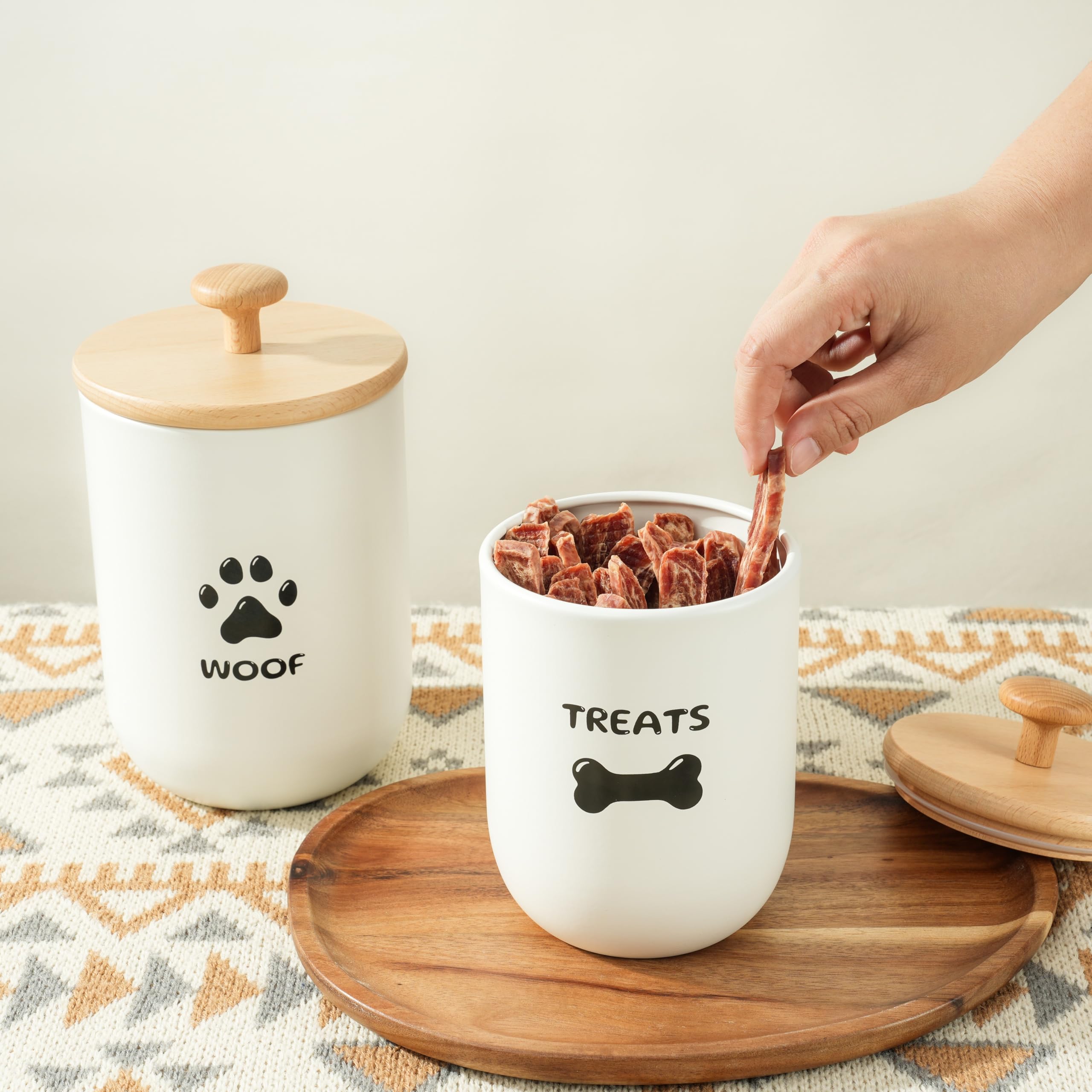 OTTENON Dog Treat Container Set of 2, Dog treat jar with Airtight Lid, Small dog food container, Dog Cookie Jar for kitchen Coun