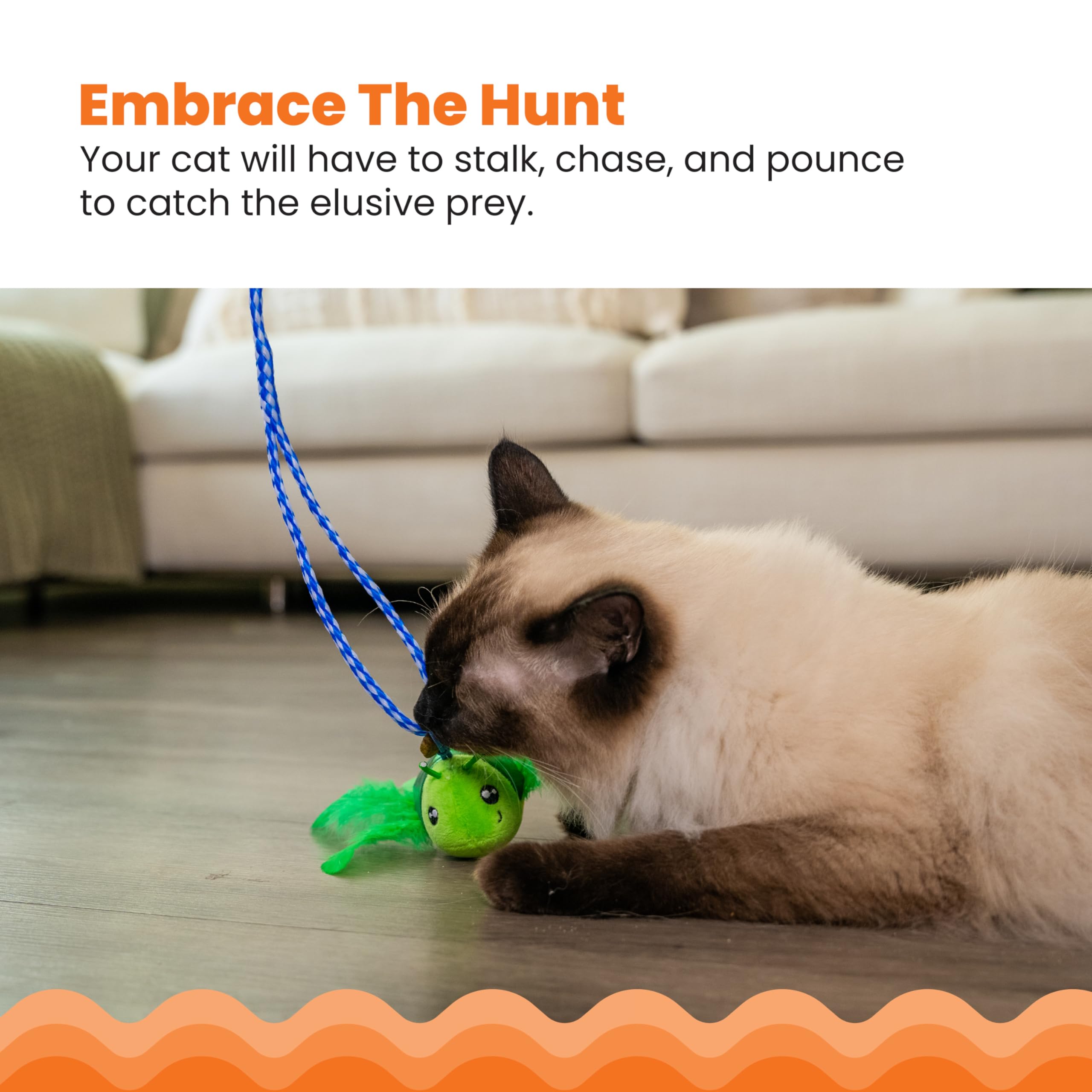 Catstages Tail Teaser Ground Prey Play Wand With Catnip Toy Attachments Interactive Cat Wand