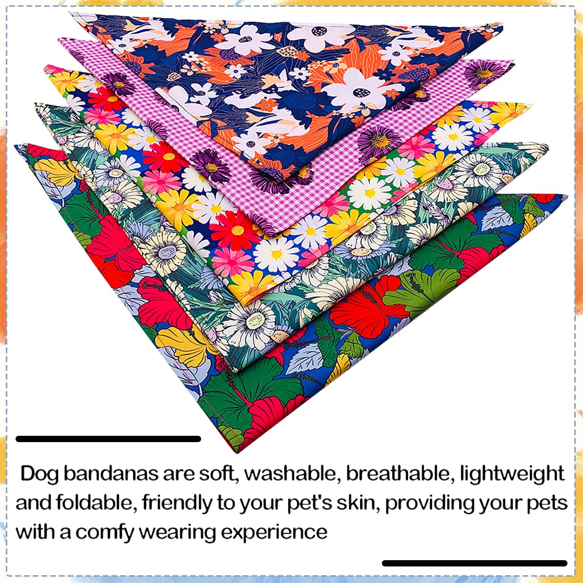 Jpgdn 100Pcs Dog Bandanas Floral Spring Flowers Bulk For Small Medium Dog Pink Purple Bule Kerchief Triangle Bibs Head Scarves F