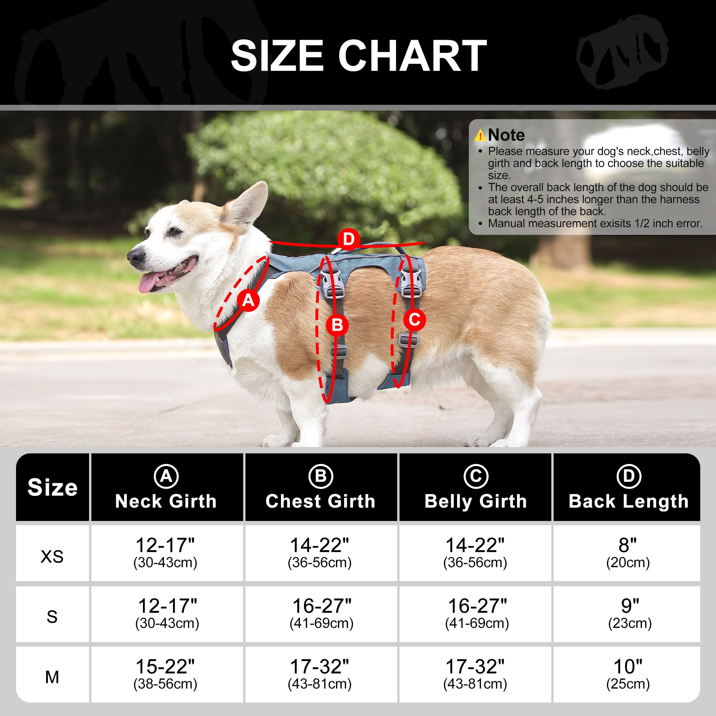 Akailea Dog Harness Medium Sized Escape Proof Dog Harness With Handle, Reflective Dog Vest, Breathable Soft Full Body Pet Harnes