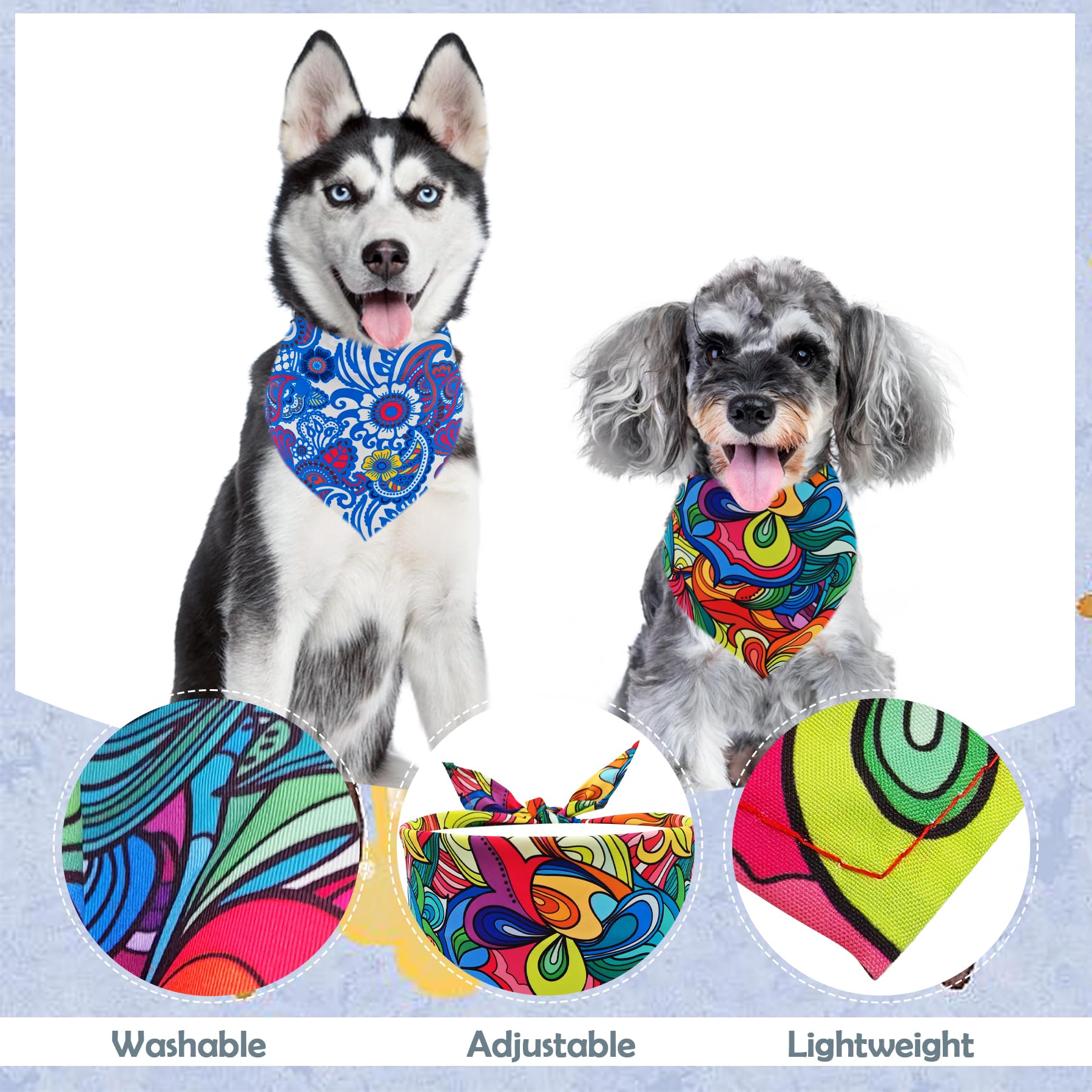 Pai Sence 7 Pcs Paisley Dog Bandanas For Large Dogs Breed 33 Inch Extra Large Polyester Dog Bandana Xl Scarves Party Grooming L