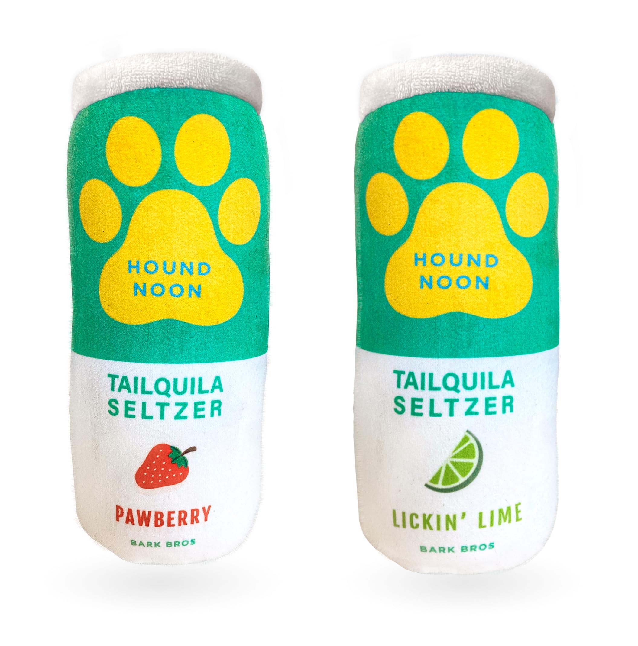 Bark Bros - Hound Noon - Two Pack Plush Squeaky Dog Toys Funny Drink Parody - Alcohol Dog Toy - Dog Birthday Toy - Cute Dog Toys